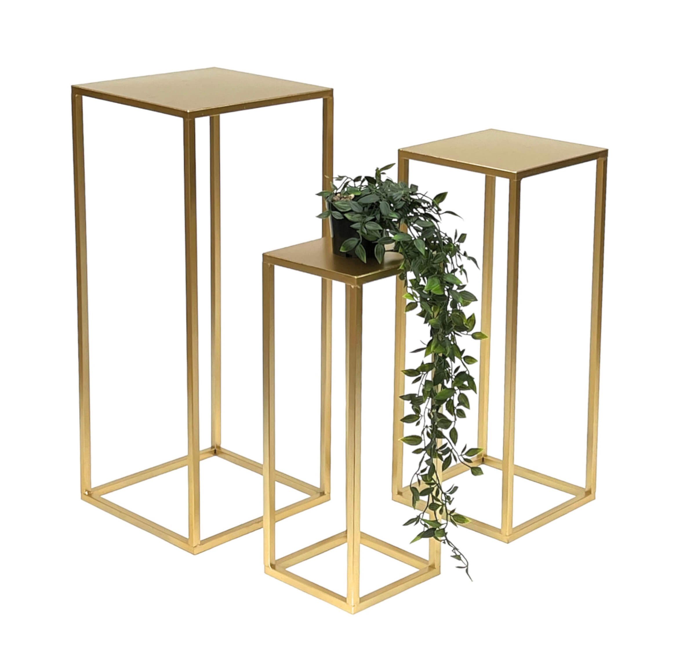 Blumenhocker Metall Gold Eckig Blumenständer 96506 3er Set