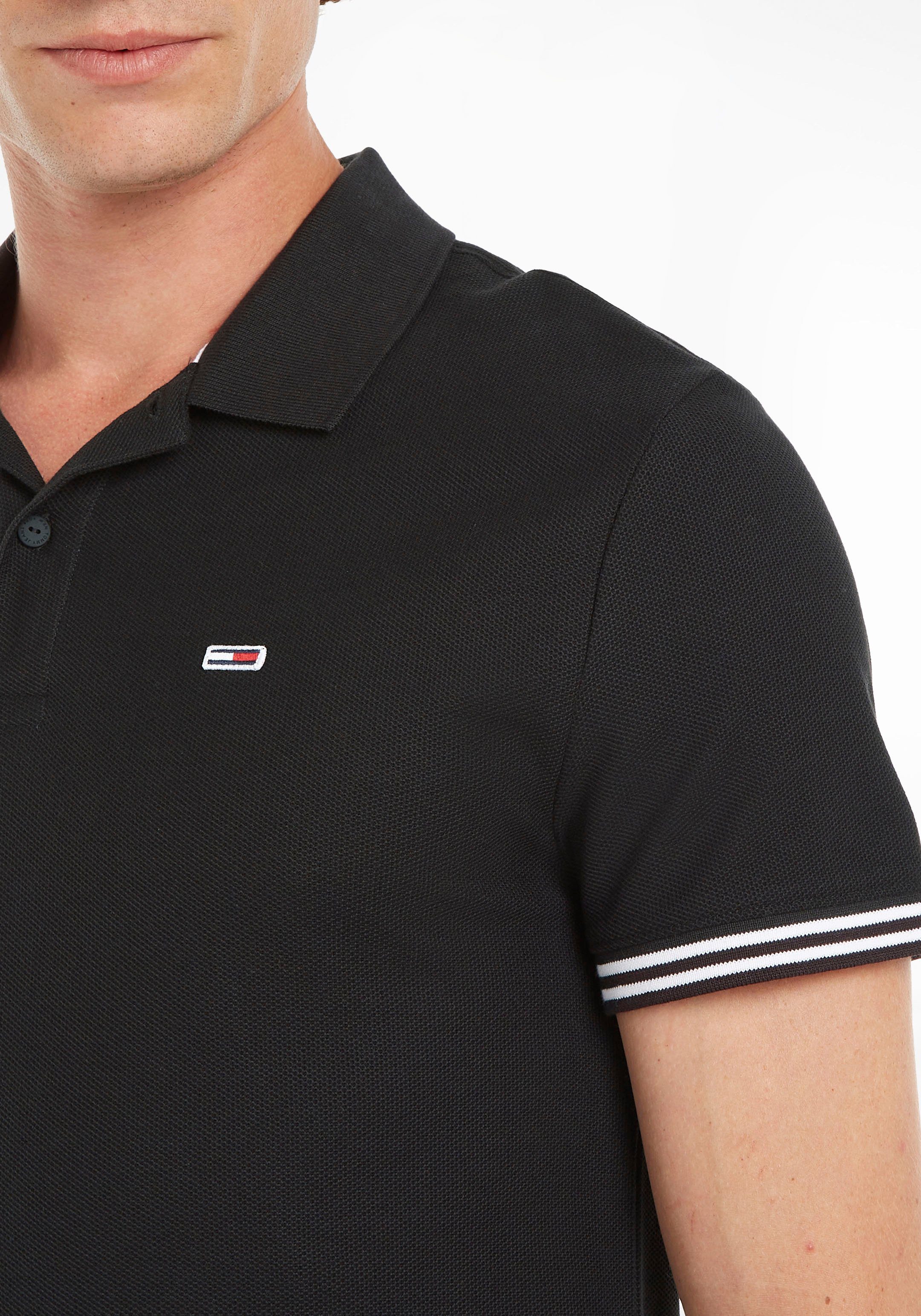 Tommy Jeans POLO Polokragen CLSC TIPPING Poloshirt TJM Black mit