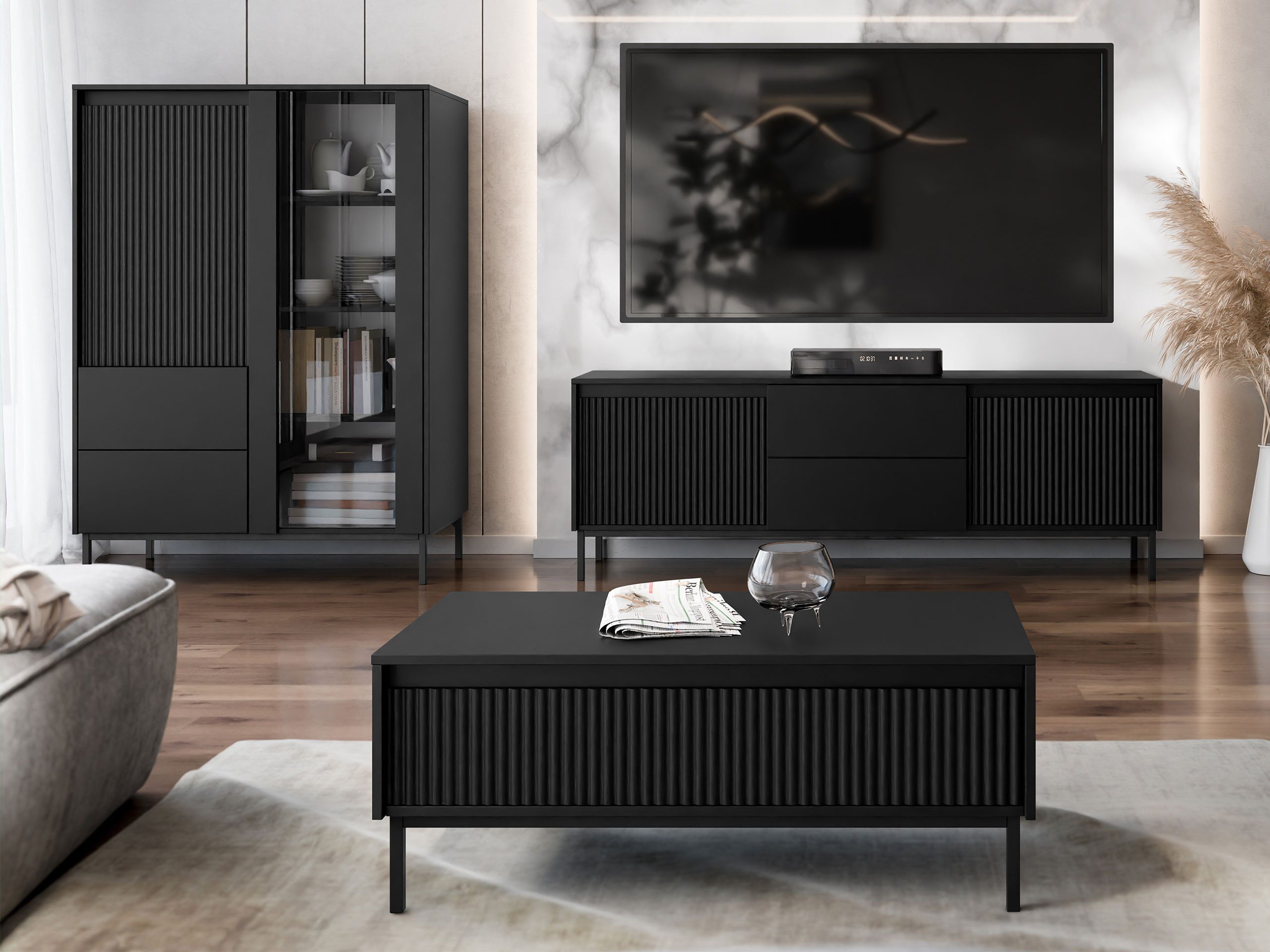 MIRJAN24 Wohnzimmer-Set Ozmi V, (Vitrine, TV-Lowboard, günstig online kaufen