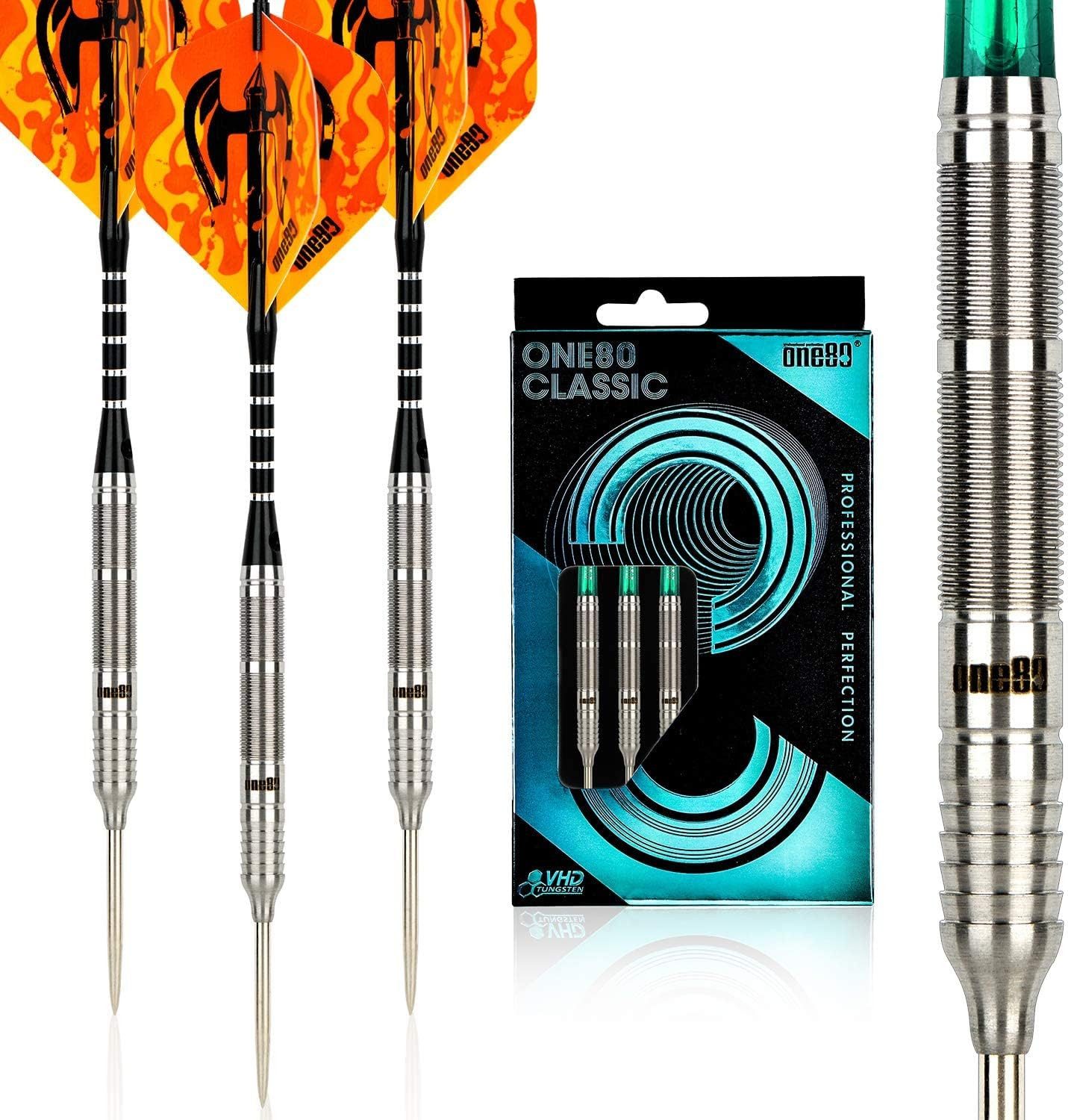 one80 Dartpfeil One80 Steeldarts Dartpfeil Set aus 90 Prozent Tungsten, 90 Prozent Tungsten Barrels mit Flights und Shafts