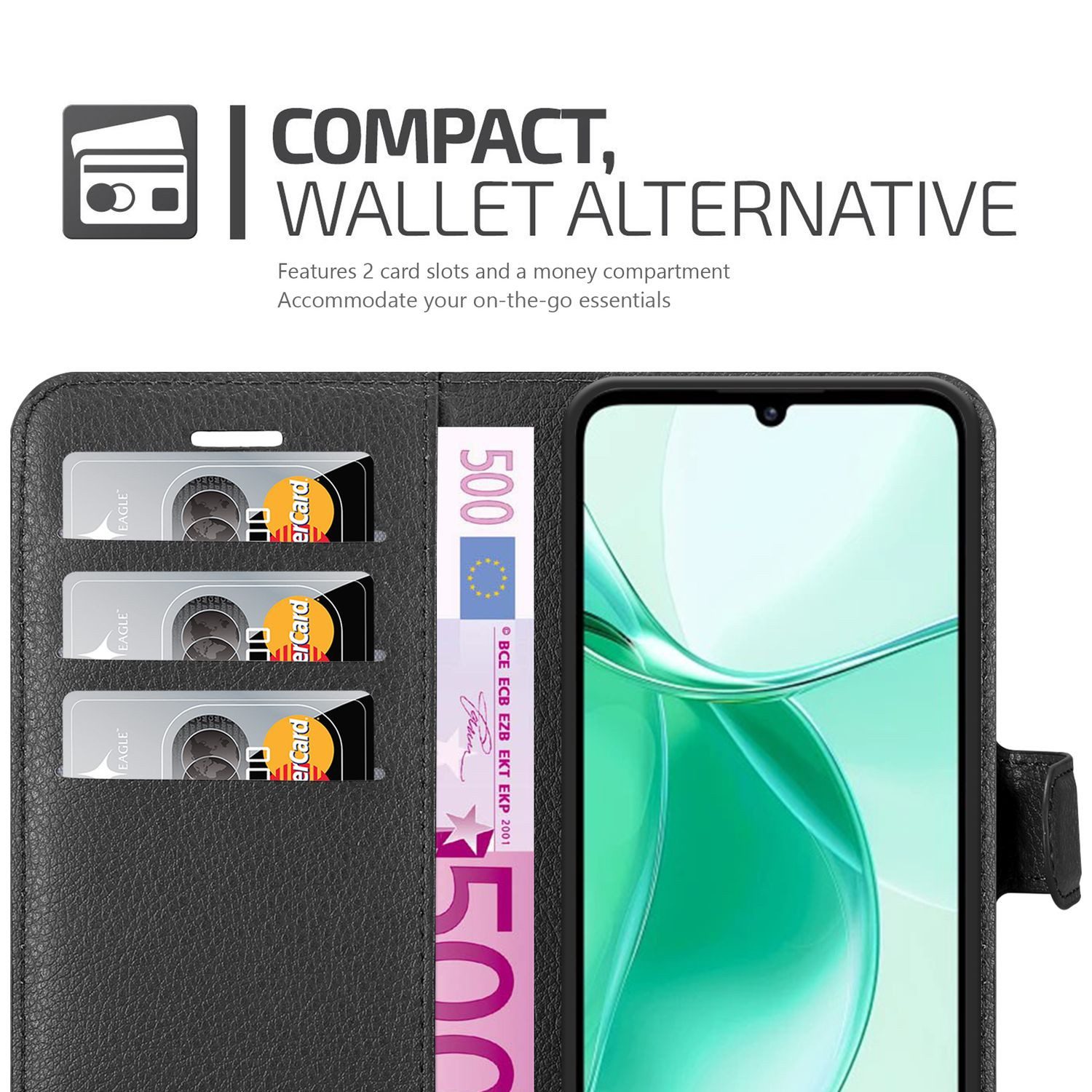 Cadorabo Handyhülle für ZTE Blade A35 / A55 Hülle ZTE Blade A35 / A55, Hülle Schutzhülle mit Standfunktion, Kartenfach und Magnetverschluss