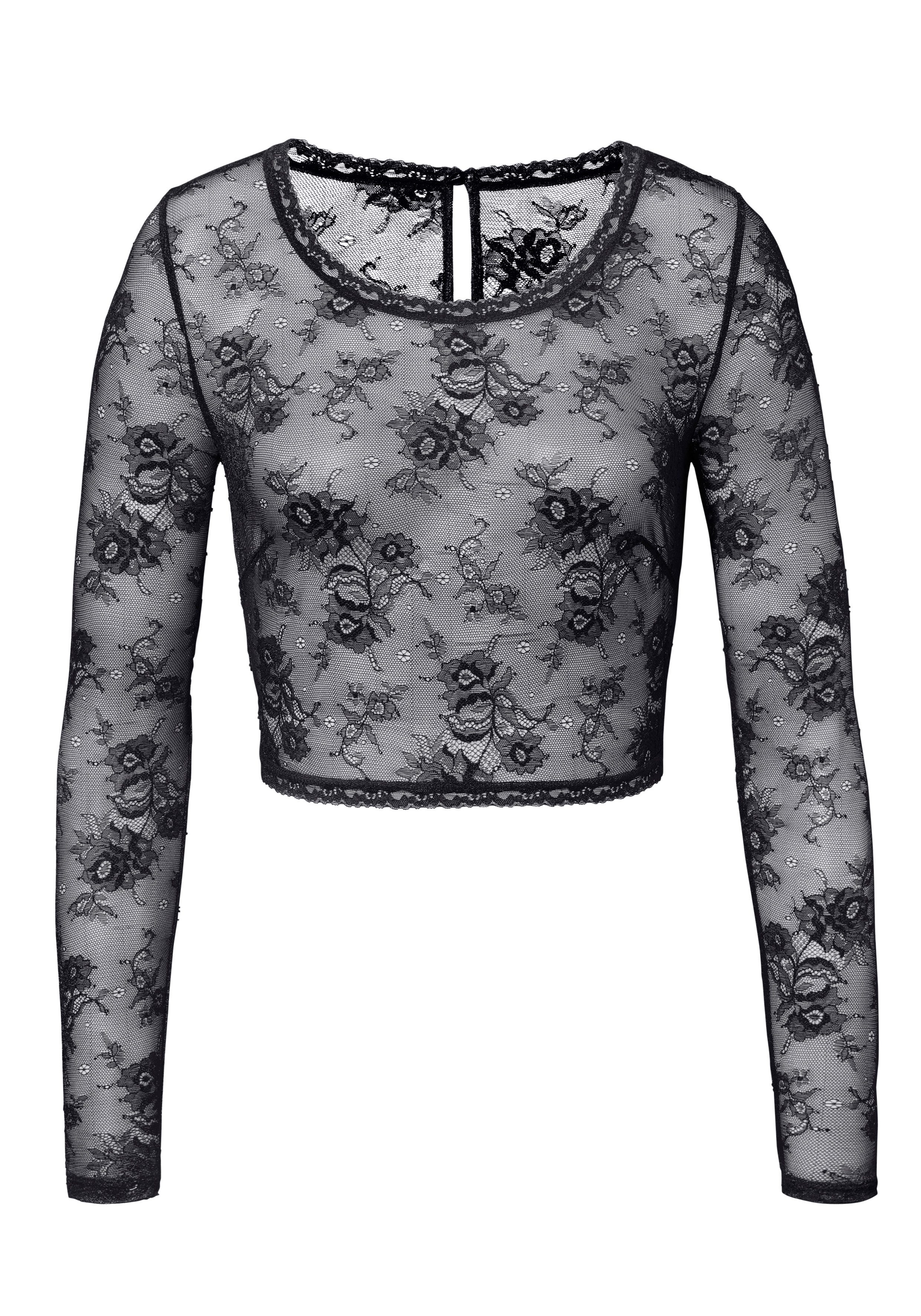 LASCANA Spitzentop mit langen Ärmeln – feminin, elegant und ideal zu kombinieren