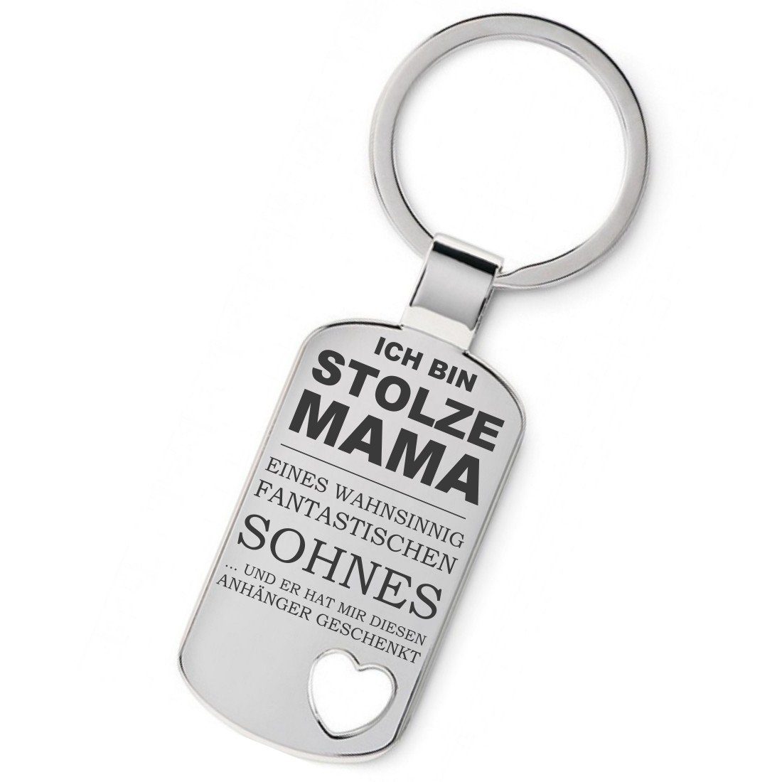 Lieblingsmensch Schlüsselanhänger Ich bin stolze Mama - Sohn... ein tolles Geschenk / Glücksbringer (Schlüsselanhänger mit Gravur, inklusive Schlüsselring), Robuste und filigrane Lasergravur