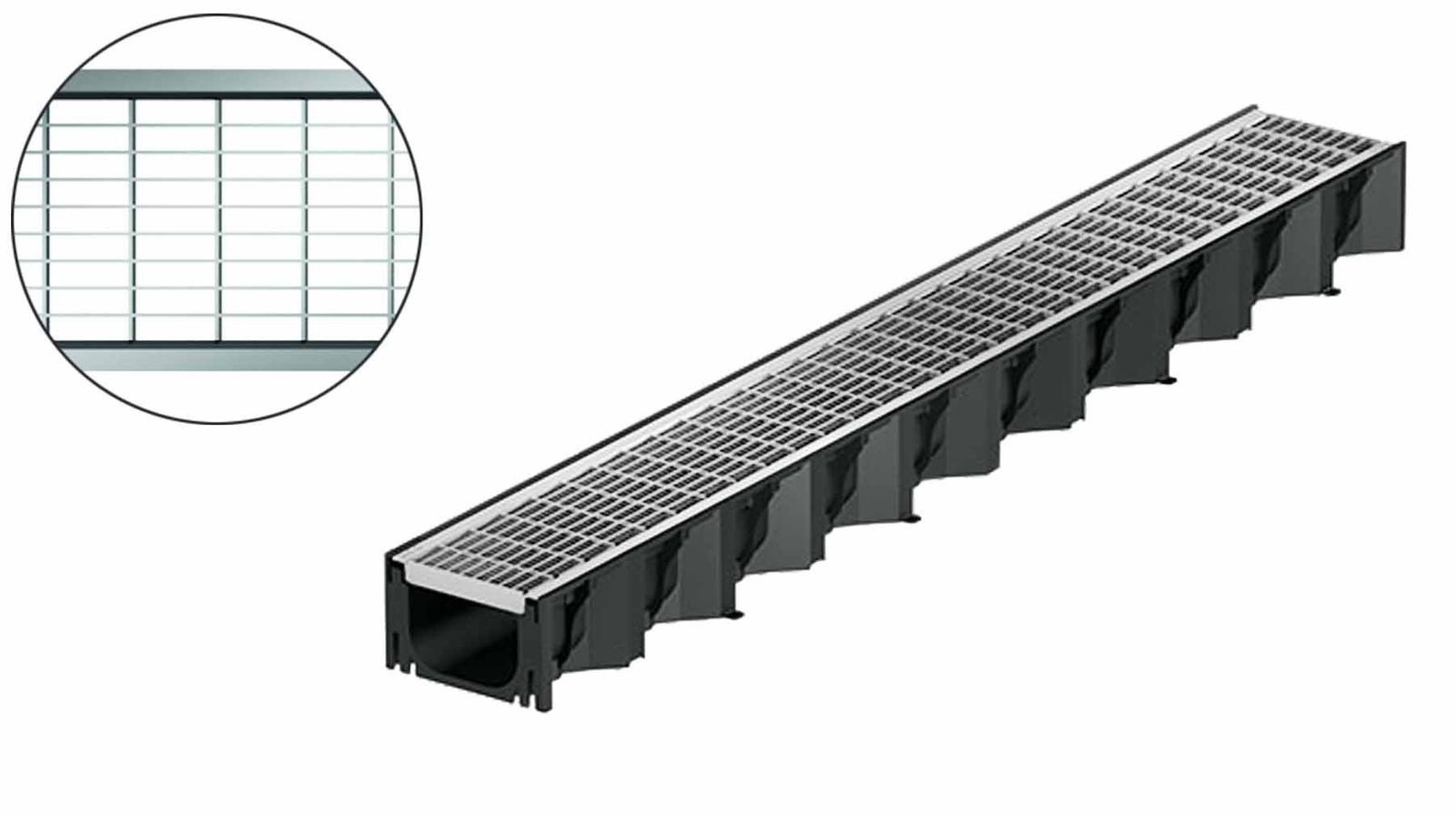 ACO Severin Ahlmann GmbH & Co. KG Entwässerungsrinne 1m Hexaline 2.0 Entwässerungsrinne + Maschenrost Edelstahl, 2-St., Maschenrost Edelstahl
