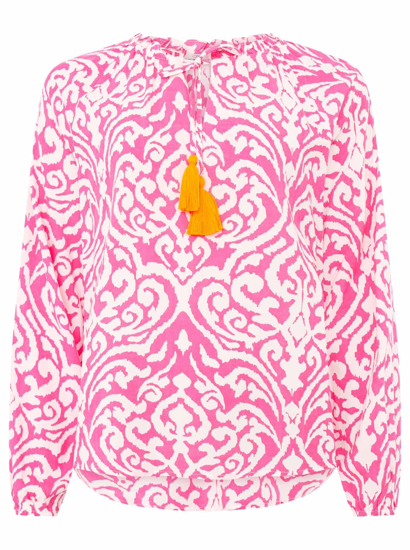 Zwillingsherz Schlupfbluse "Ornamente" Lamgarm, Ornament-Muster, Tasseln, V günstig online kaufen