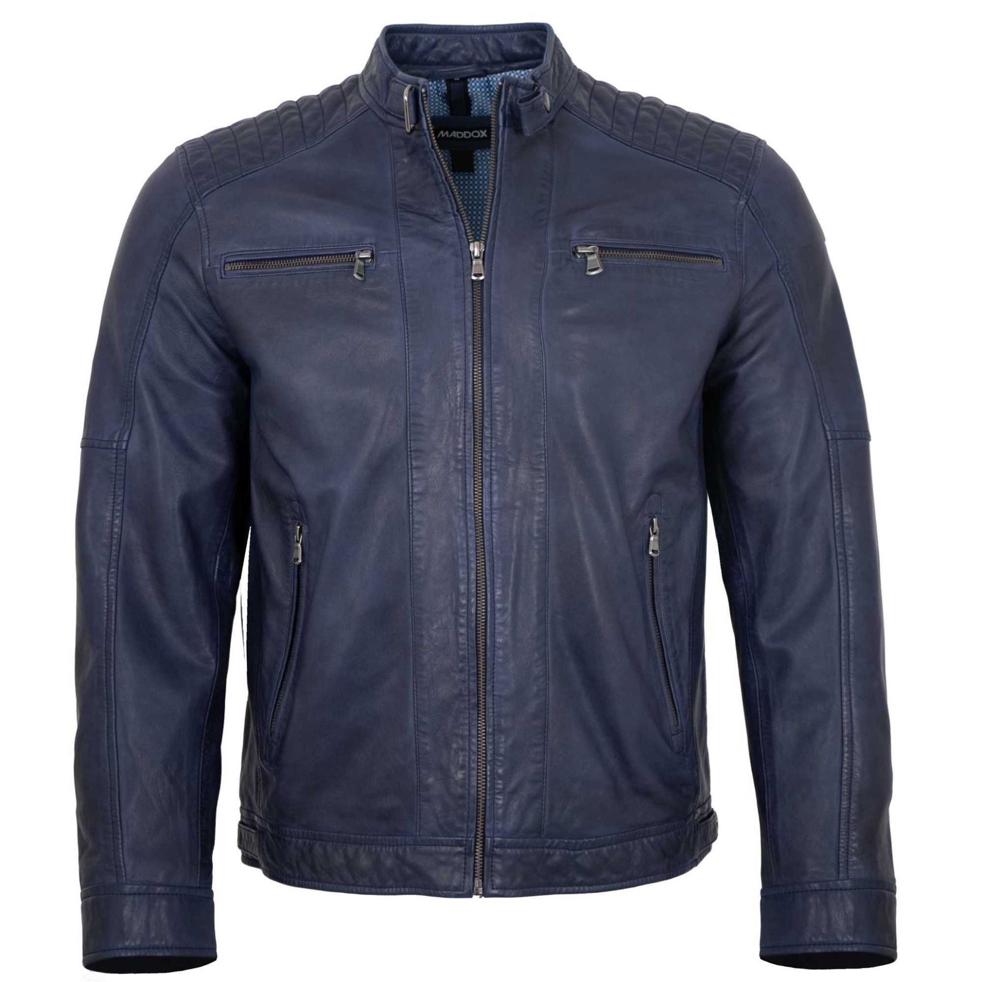 Maddox Lederjacke Mason MADDOX - Herren Lederjacke Lammnappa dunkelblau