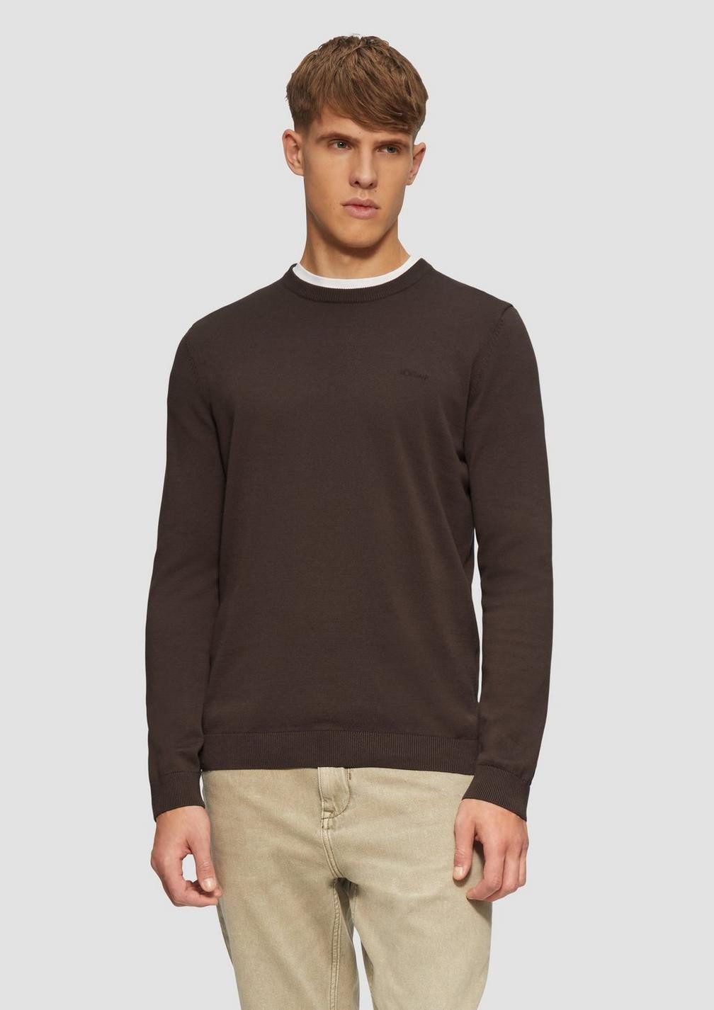 s.Oliver Strickpullover Strickpullover mit Logo-Stickerei Logo günstig online kaufen