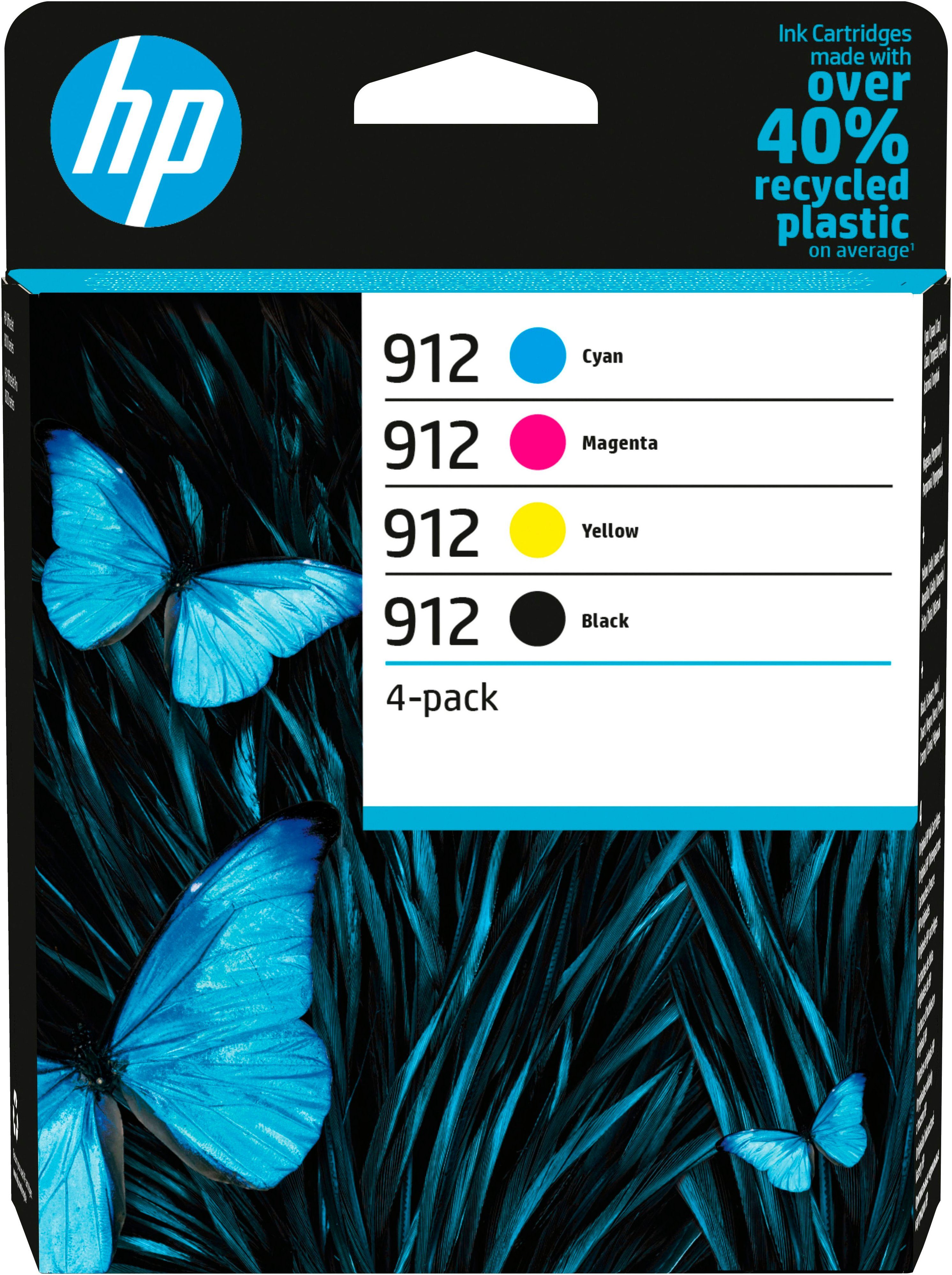 HP 912 4er-Pack Tintenpatrone (Packung, original HP Farbpatrone, Instant Ink, yellow/magenta/cyan/schwarz)