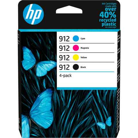 HP 912 4er-Pack Tintenpatrone (Packung, original HP Farbpatrone, Instant Ink, yellow/magenta/cyan/schwarz)