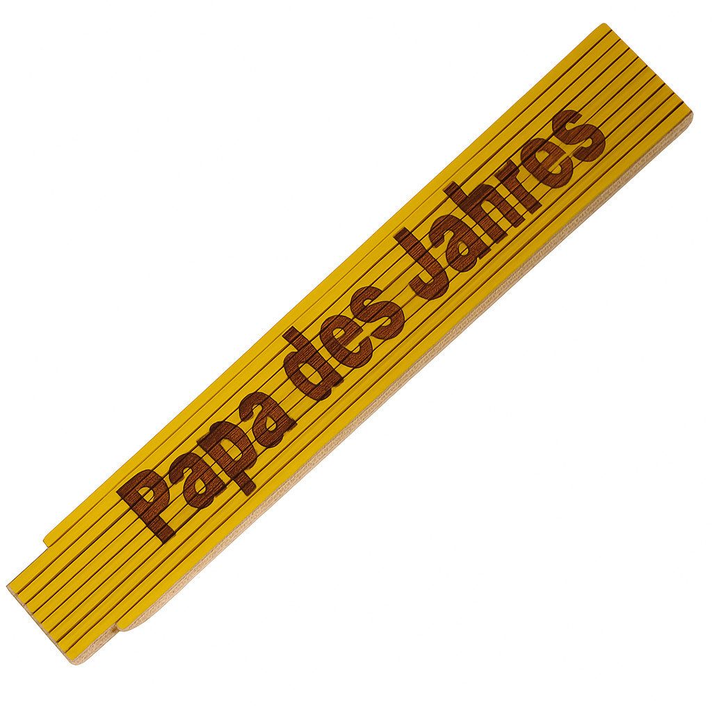 TE-Trend Zollstock Maßstab dauerhafte Laser Gravur Spruch Papa des Jahres goldfarben, 90° Rasterung und Winkelmesser