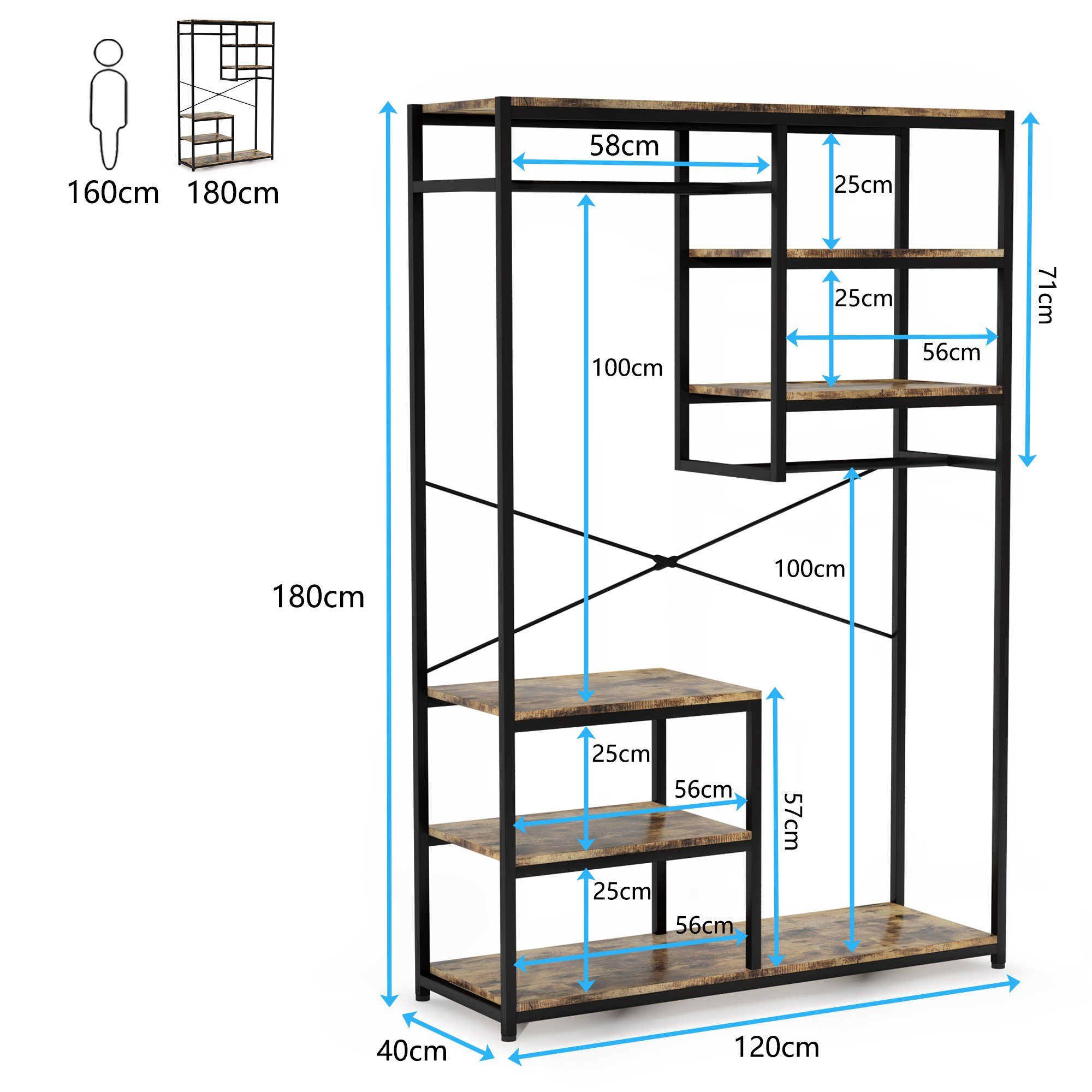 TWSOUL Kleiderständer Garderobenständer aus Spanplatte und Metall für Schla günstig online kaufen