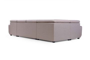 Furnix Wohnlandschaft Polstersofa in U-Form IMPERISIO-U mit Schlaffunktion 2x Bettkasten, verstellbare Kopfstützen, Duo-Optik Eco-Leder/Stoff, 389x85x188 cm