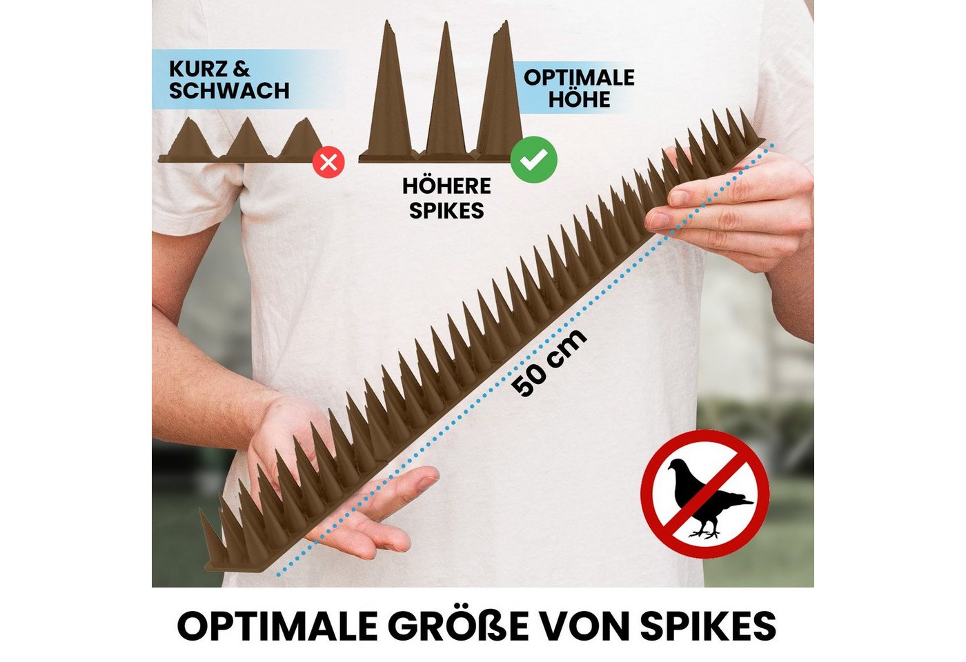 Thumbnail - KONZEPT Taubenspikes Taubenabwehr Spikes Vogel, Katzen - für Balkon, Zaun - aus Kunststoff, 3-St., Gesamtlänge: 1,5 Mete...