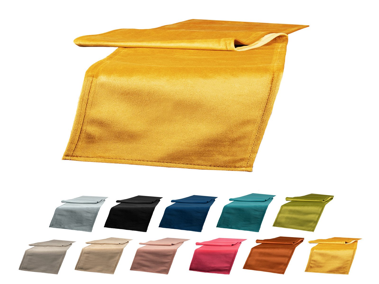 beties Tischläufer Samt&Sonders (1-tlg, 1 Stück Tischläufer), ca. 40x140 cm Samt Tischdekoration modern und edel curry-senf