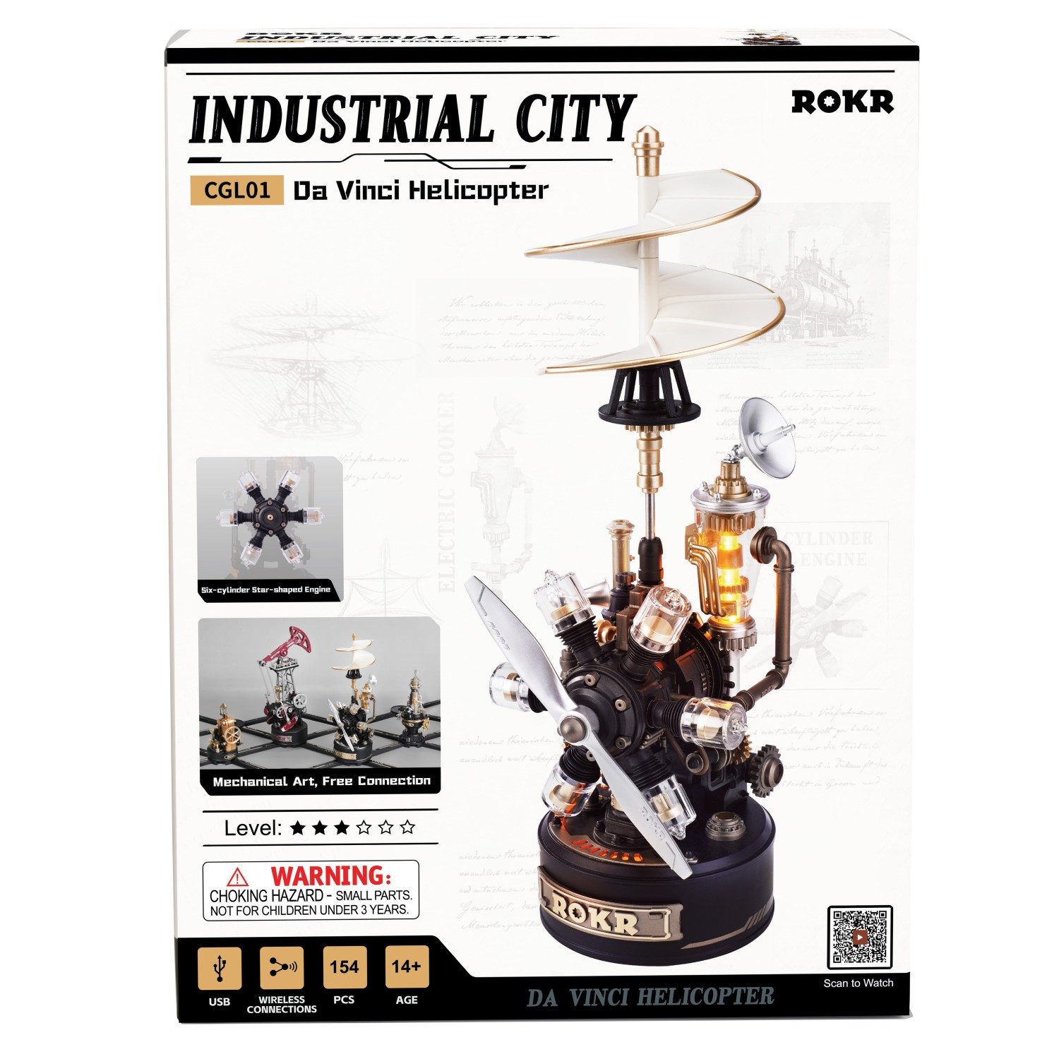 ROKR 3D-Puzzle Industrial City "Da Vinci Helicopter", Puzzleteile