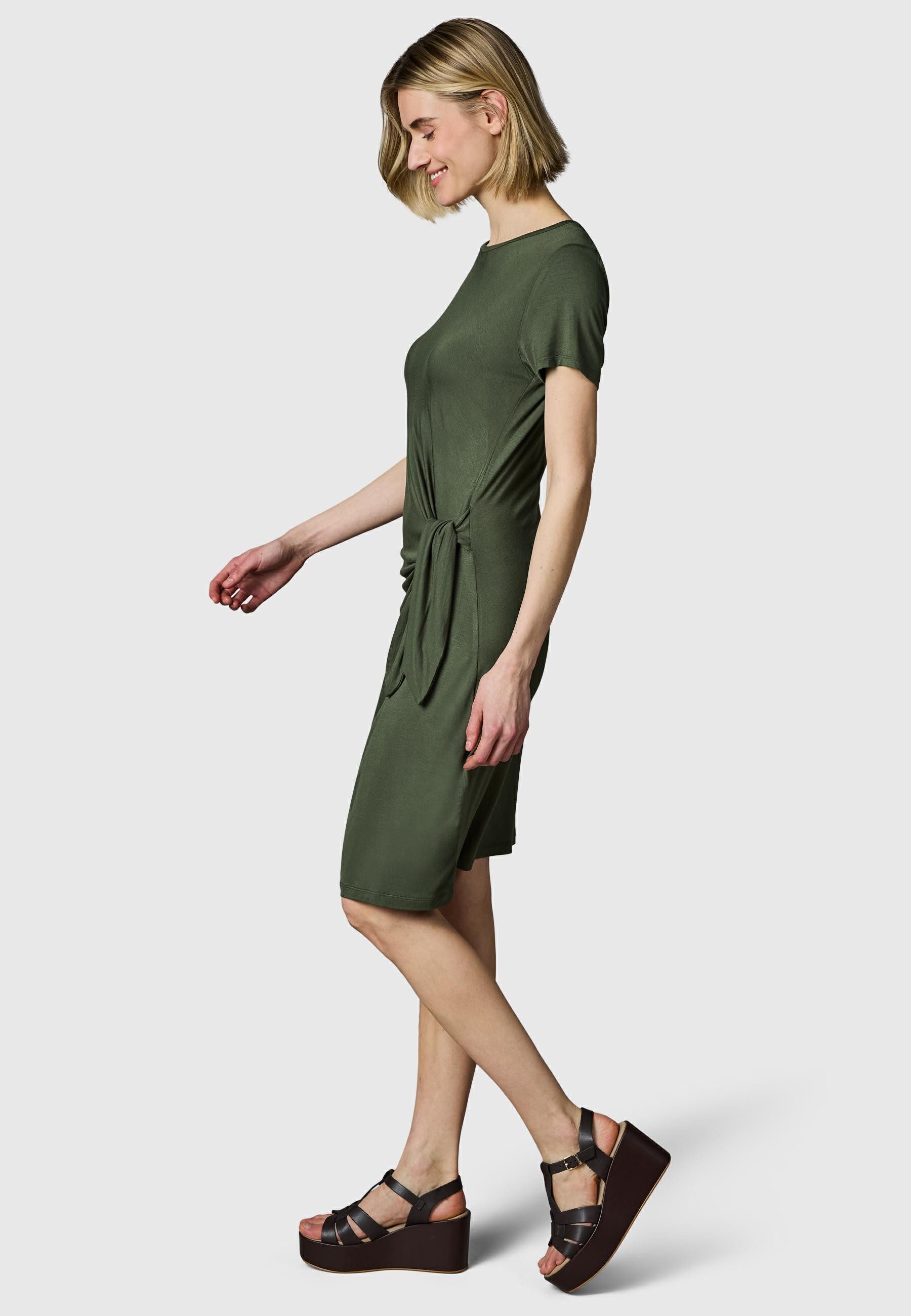 Ragwear Shirtkleid Knotta Kurzarm Sommerkleid mit seitlichem Bindeband