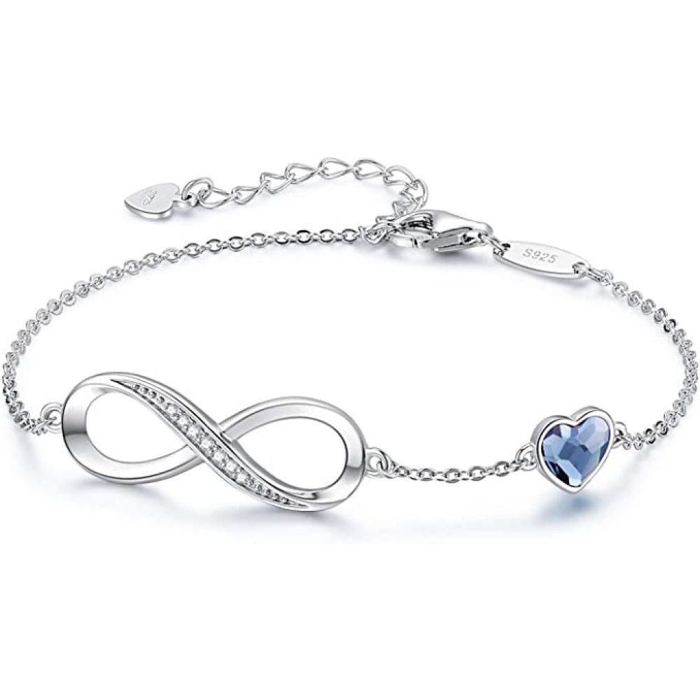 Acht Herz-Armband) Love Eternal Silber Classic der SOTOR Blau Armband Ketten Frauen Charm-Armband feine Figur Sterling (925