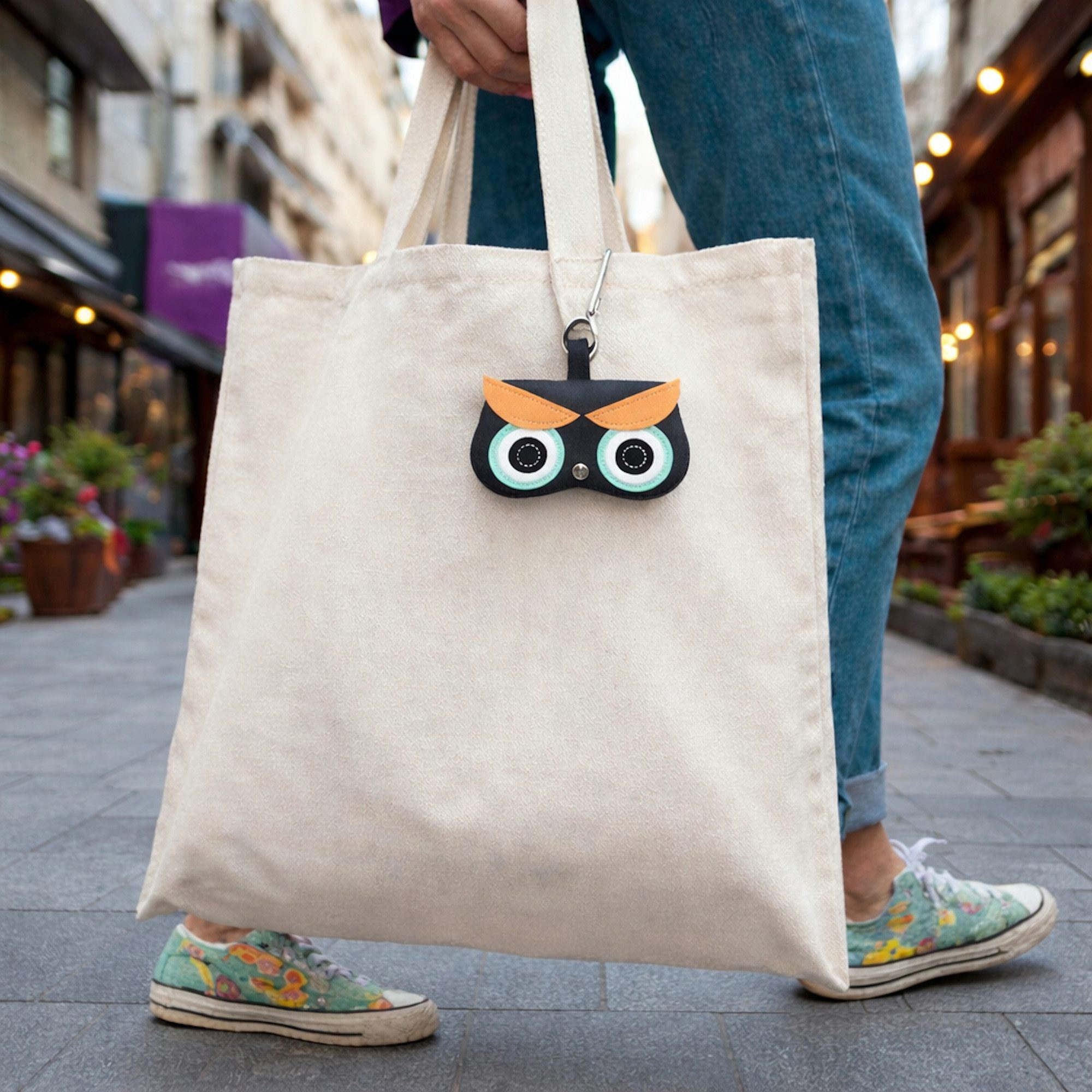 Ella Jonte Brillenetui, Trend-Brillenetui mit Katzen-Motiv für Tasche & Gürtel – Kunstleder