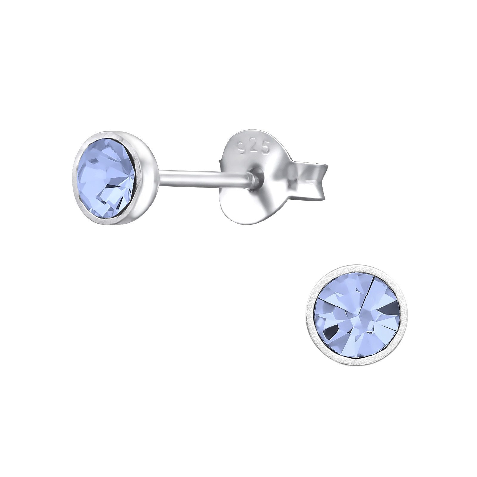 ALEXANDER YORK Paar Ohrstecker SILBER KRISTALL 4 mm I light sapphire, 2-tlg., 925 Sterling Silber