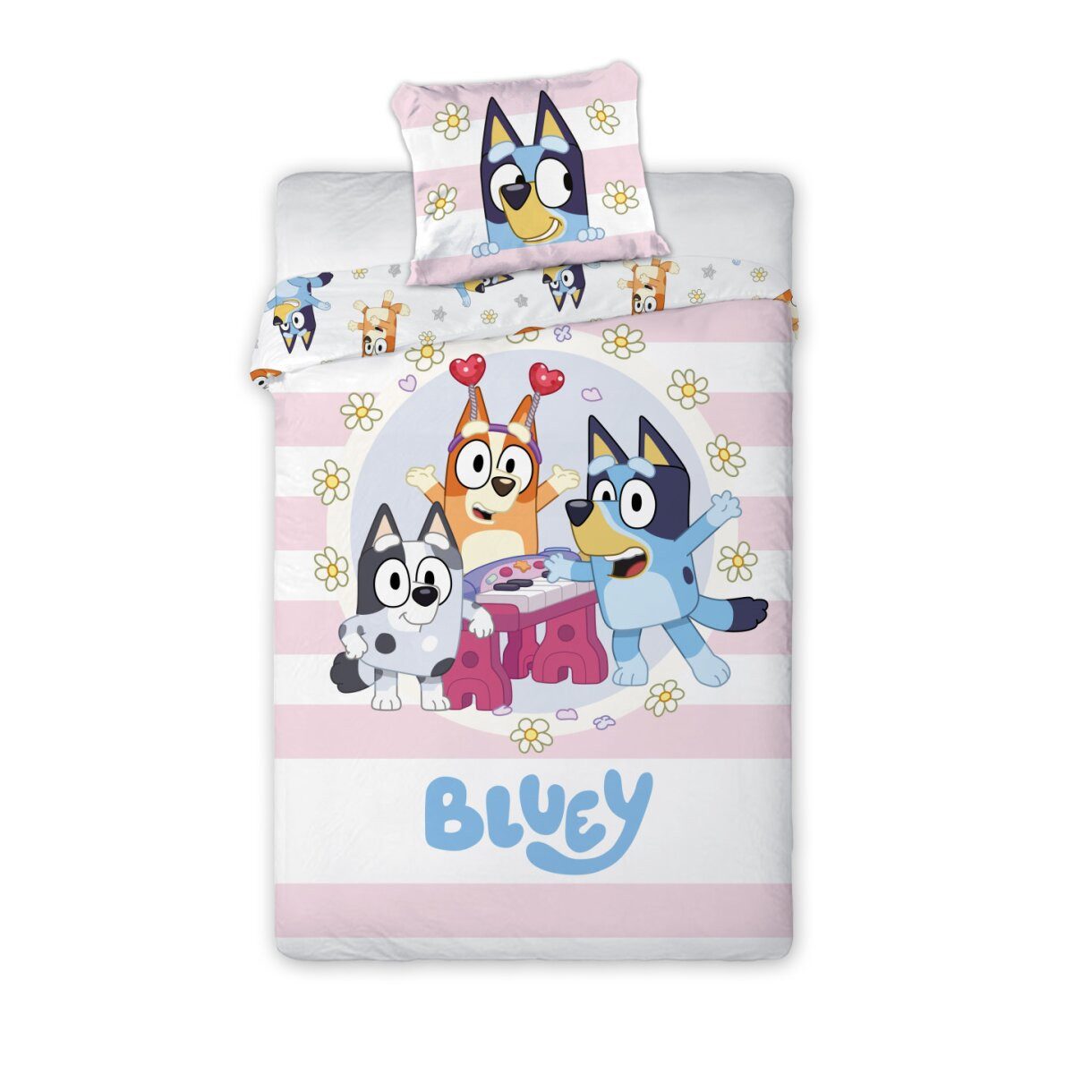 Bluey Kinderbettwäsche Bluey Joyful Kinder Kindergarten Bettwäsche 100x135