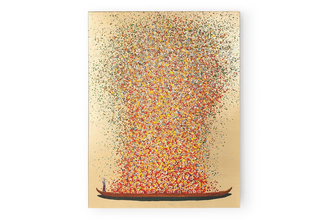 Kare Wandbild Bild Touched Flower Boat goldrot 80x100 cm