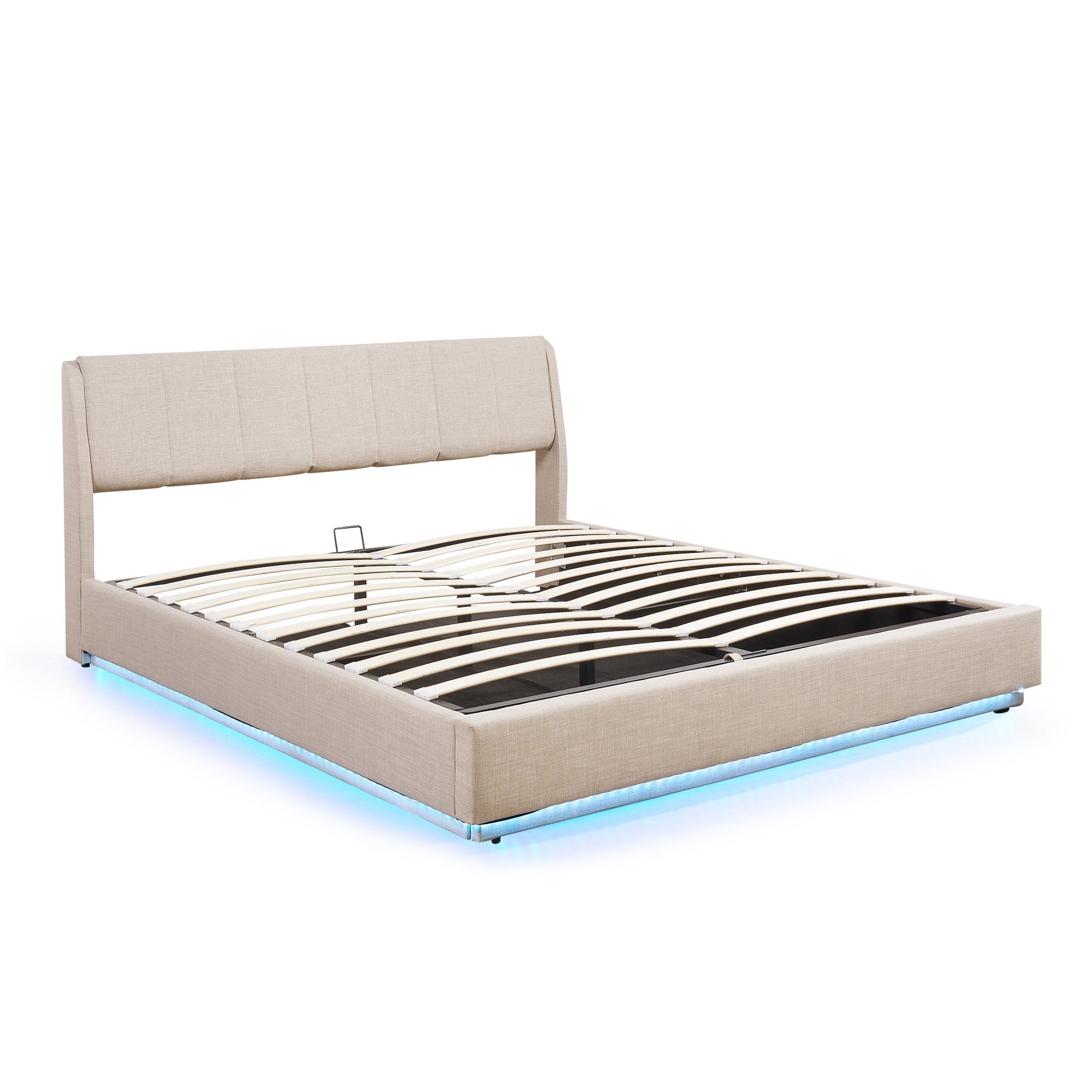 en.casa Polsterbett, »Tröstiar« mit LED-Beleuchtung Bettkasten günstig online kaufen
