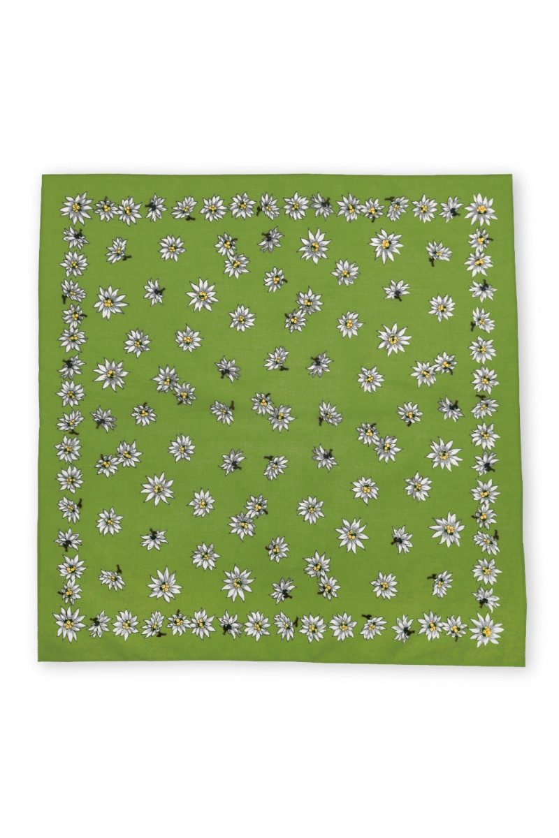 Luise Steiner Schmuckset Trachtentuch - ALPENBLUME - braun, gras, jeans, rot, türkis