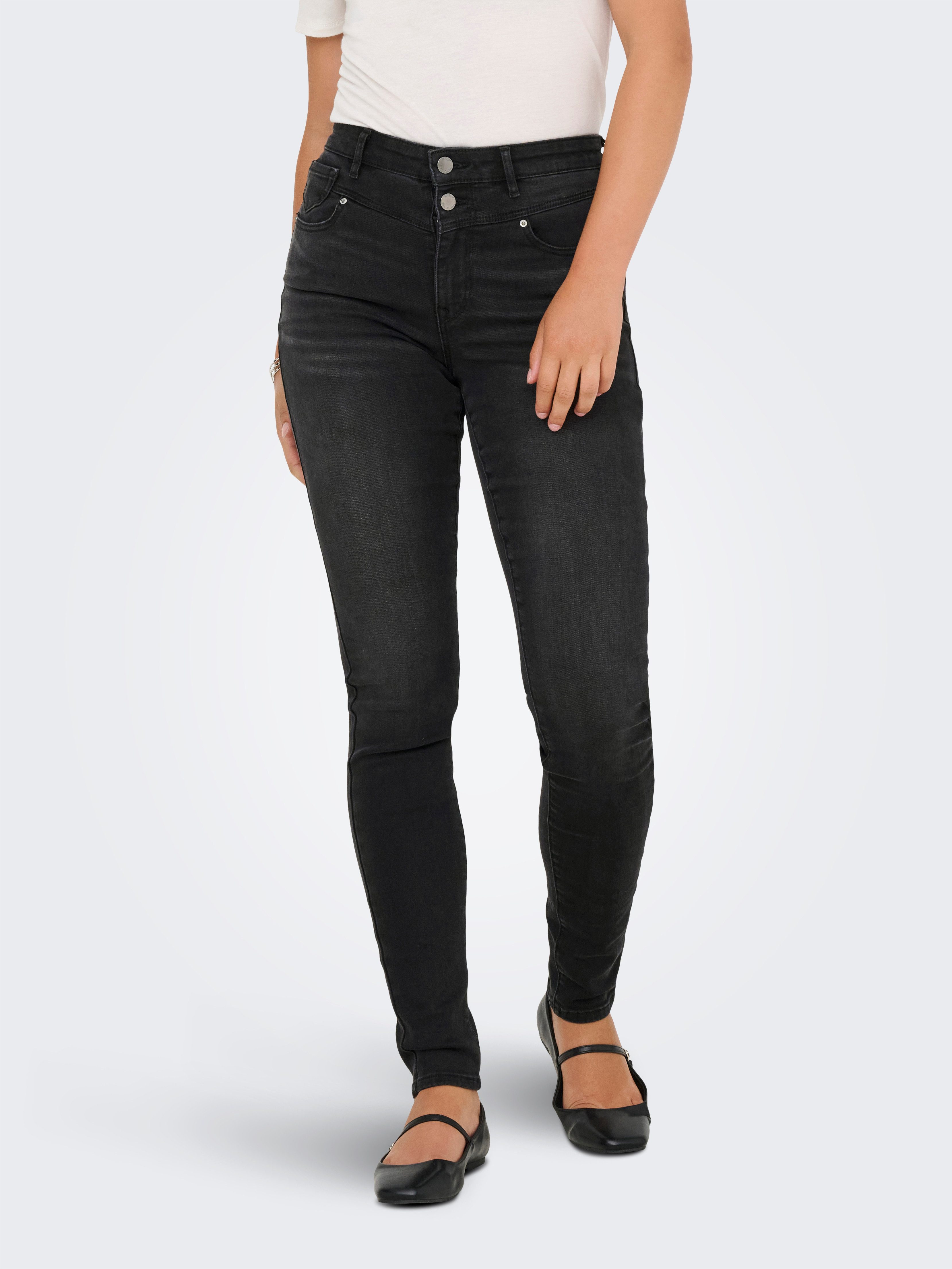 ONLY Skinny-fit-Jeans ONLWAUW HW DOU BUT CUT SKINNY DNM EXT Materialmix, skinny fit