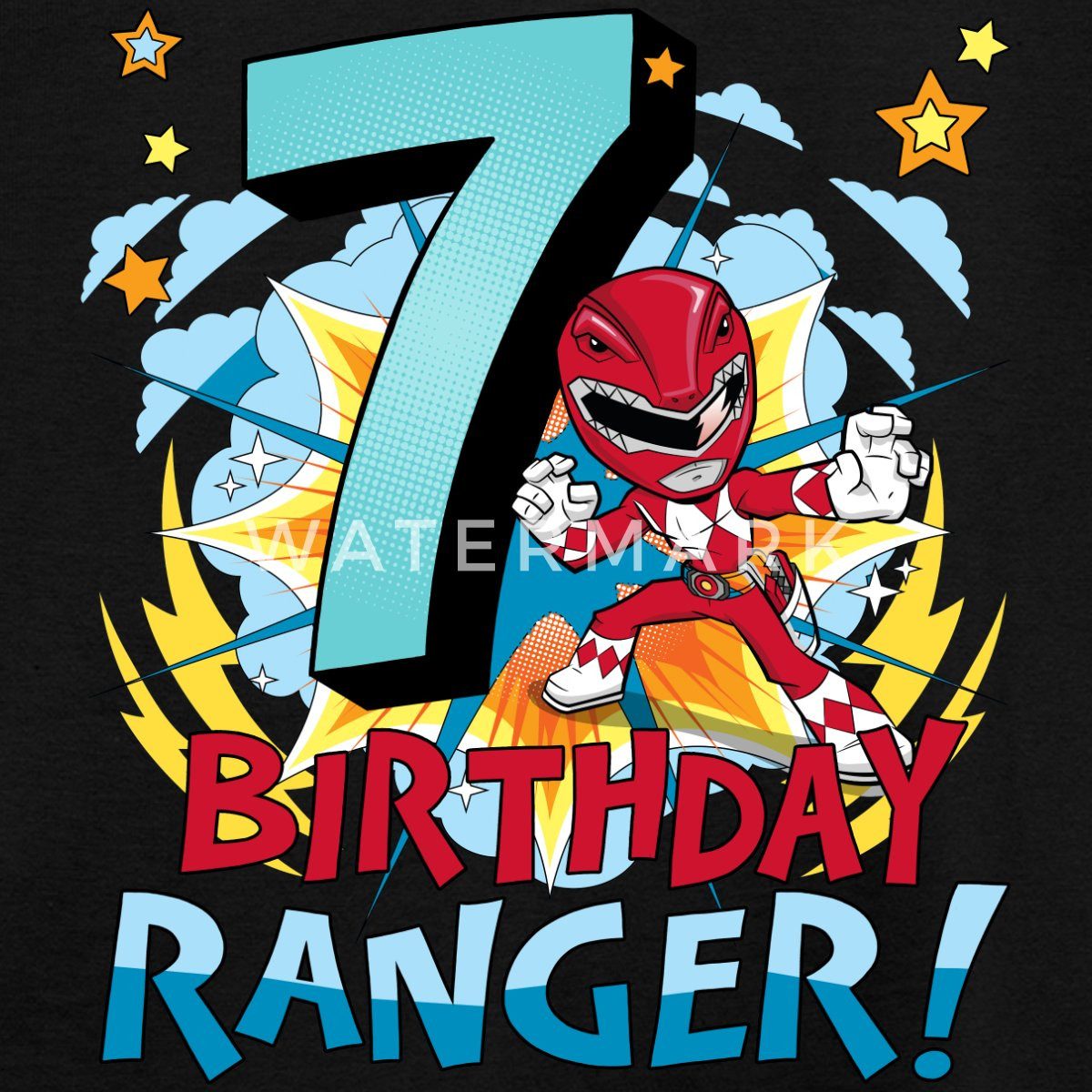 Spreadshirt T-Shirt Power Rangers Geburtstag 7. Jahre Kinder T-Shirt (1-tlg)