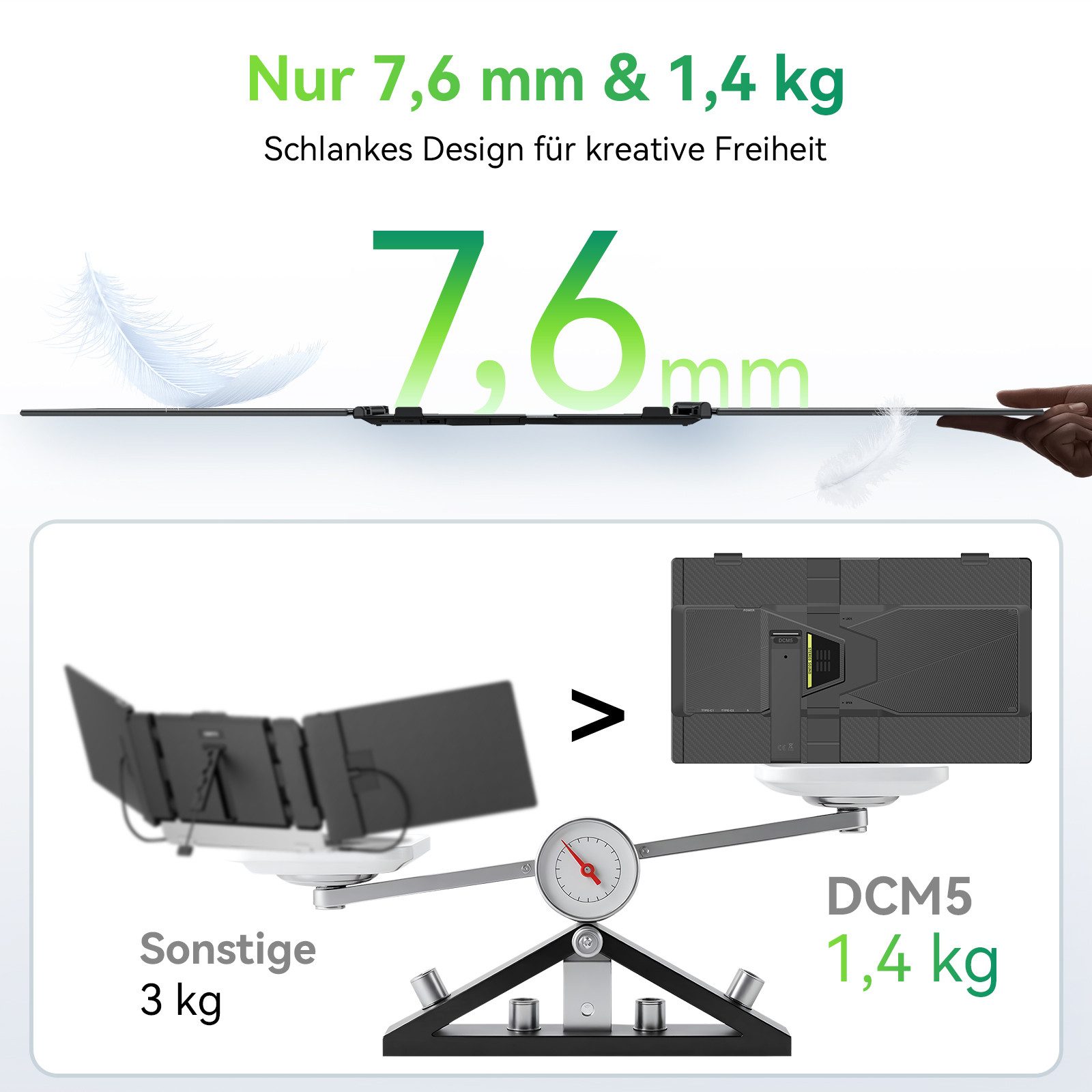 blackview FHD Gaming Monitor, Laptop-Bildschirm-Extender, Dual-Screen, IPS LCD Portabler Monitor (1920x1200 px, Full HD, IPS, 1kg, 16:10, 14-17,3 Zoll & Windows/Mac/Android/Chrome-Kompatibilität)