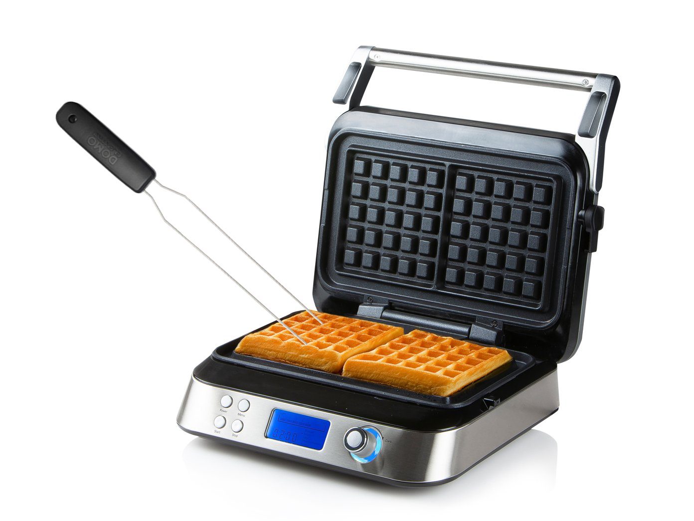 Domo Waffeleisen, 1600 W, für 2 Belgische & Brüsseler Waffeln Doppel Wafflemaker mit Waffelgabel