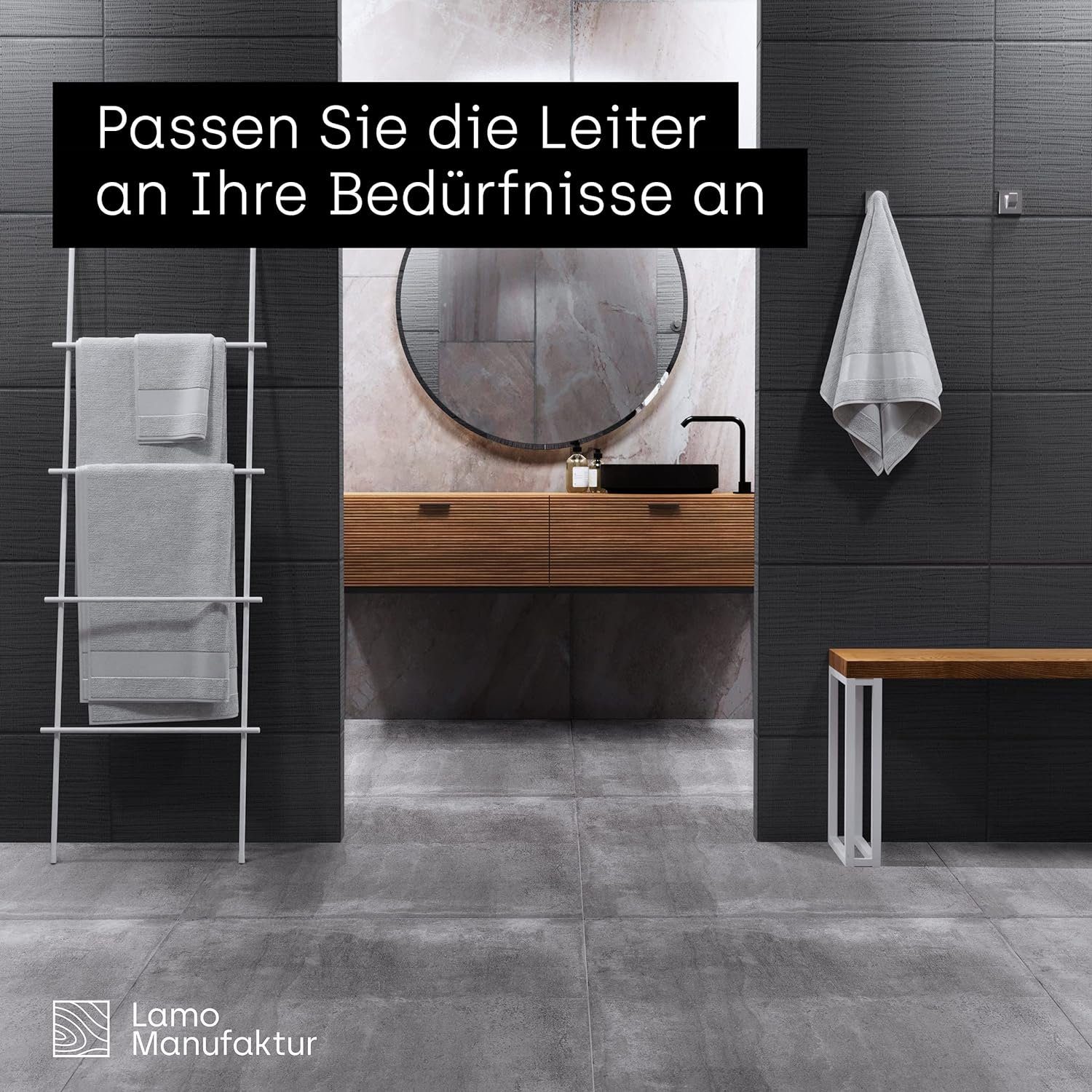 HOLZBRINK Handtuchleiter LLS Handtuchhalter Handtuchständer, pulverbeschichtet, Industriestahl, massive Ausführung – Bild 5 von 5