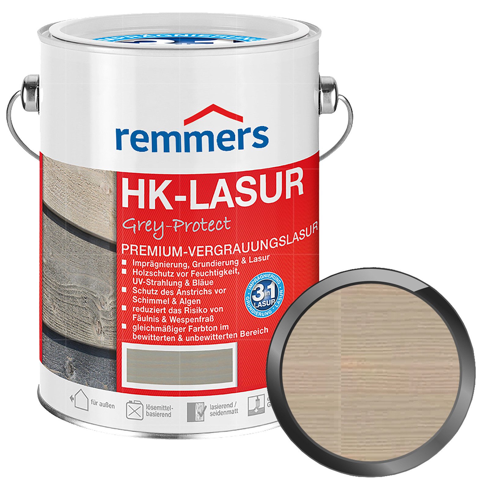 Remmers Holzschutzlasur HK-LASUR GREY-PROTECT - 5 LTR