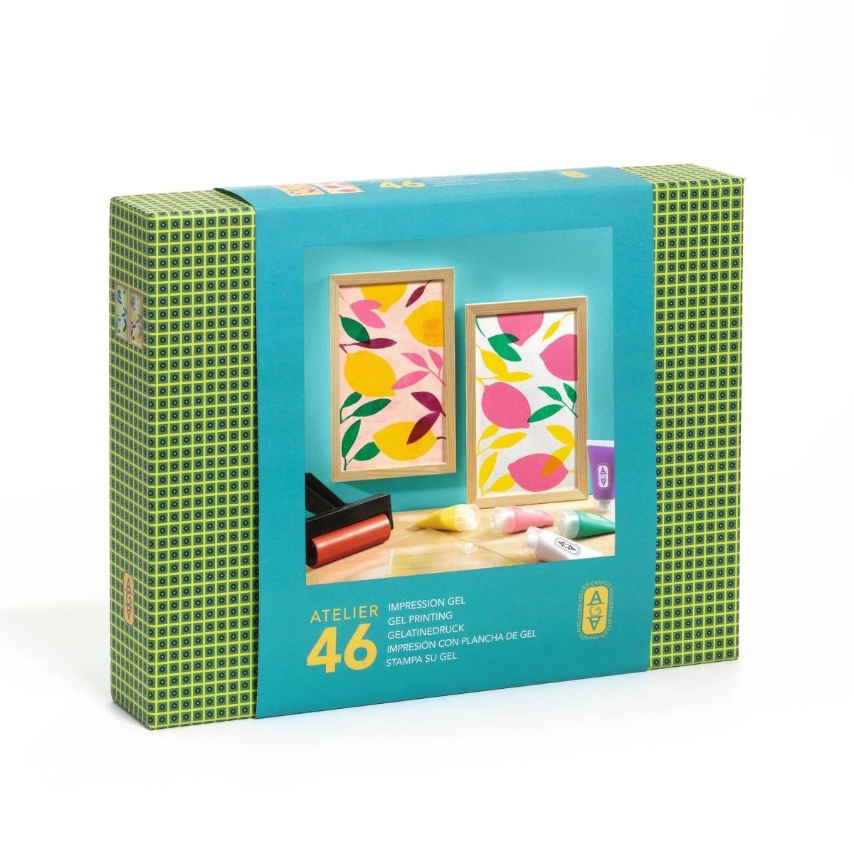 DJECO Kreativset Atelier 47 Gel-Druck Gelatinedruck mit Zubehör Druckkunst