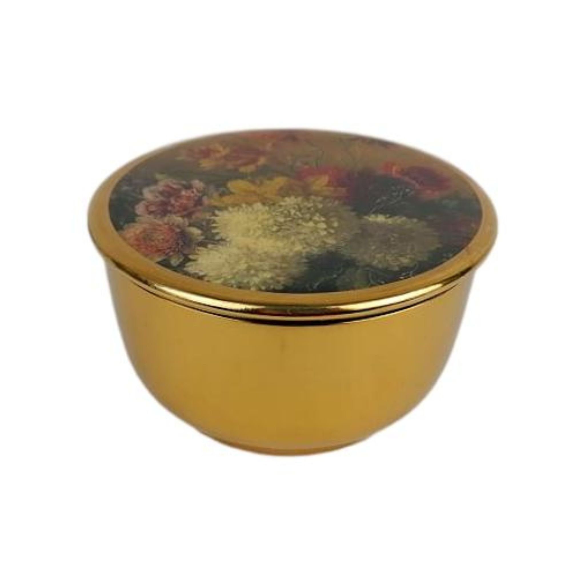 Dose Deko Dose mit Blumen Messing Gold 13cm