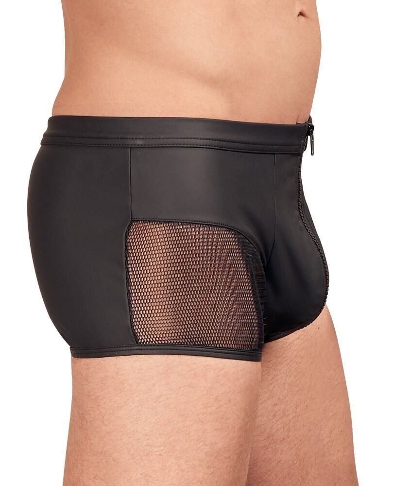 NEK Boxershorts Boxershorts mit Netz-Einsätzen und Reißverschluss - schwarz (1-St) Mit Reißverschluss zum Öffnen