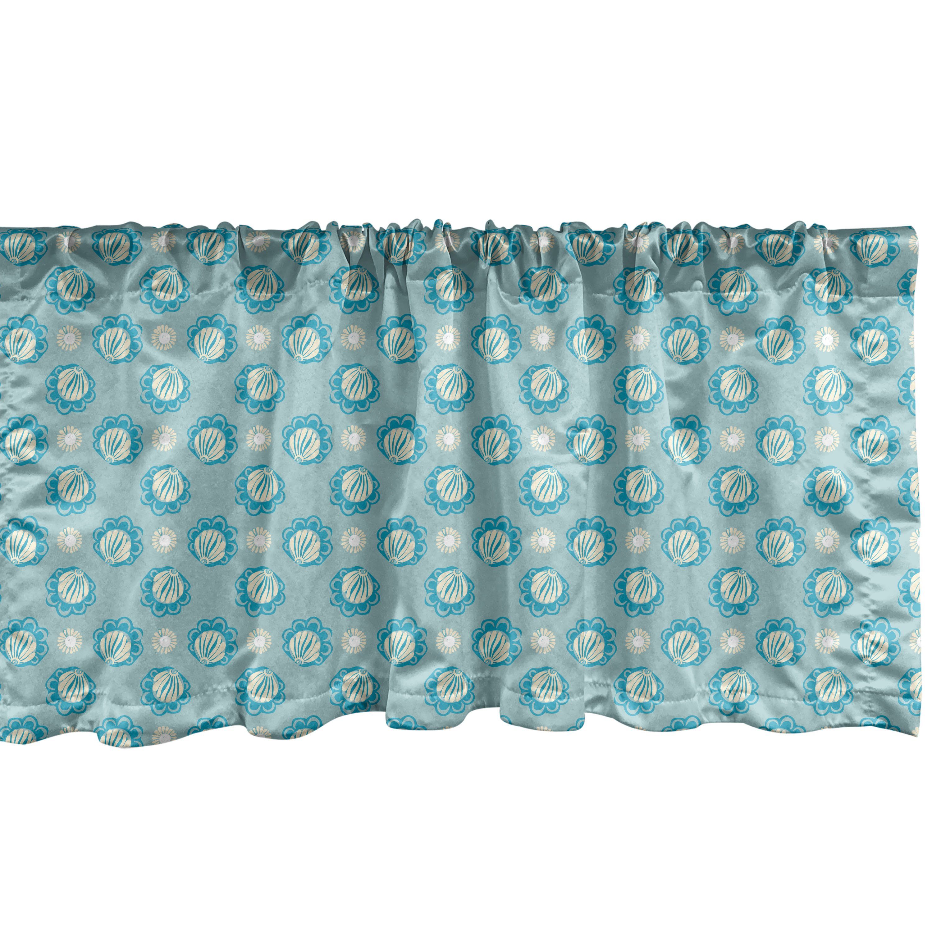 Scheibengardine Vorhang Volant für Küche Schlafzimmer Dekor mit Stangentasche, Abakuhaus, Microfaser, Gedämpfte Farben Perlen-Shell-und Blütenblätter