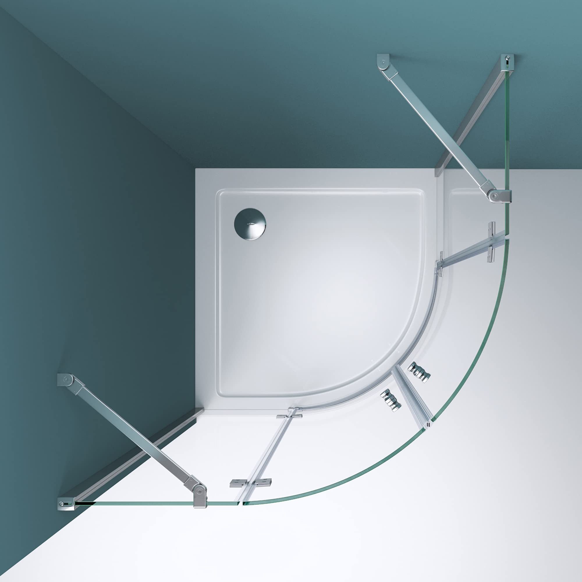 Mai & Mai Runddusche Duschkabine Duschabtrennung Viertelkreis ESG Glas mit NANO R02, BxT: 80x80 cm – Bild 5 von 5