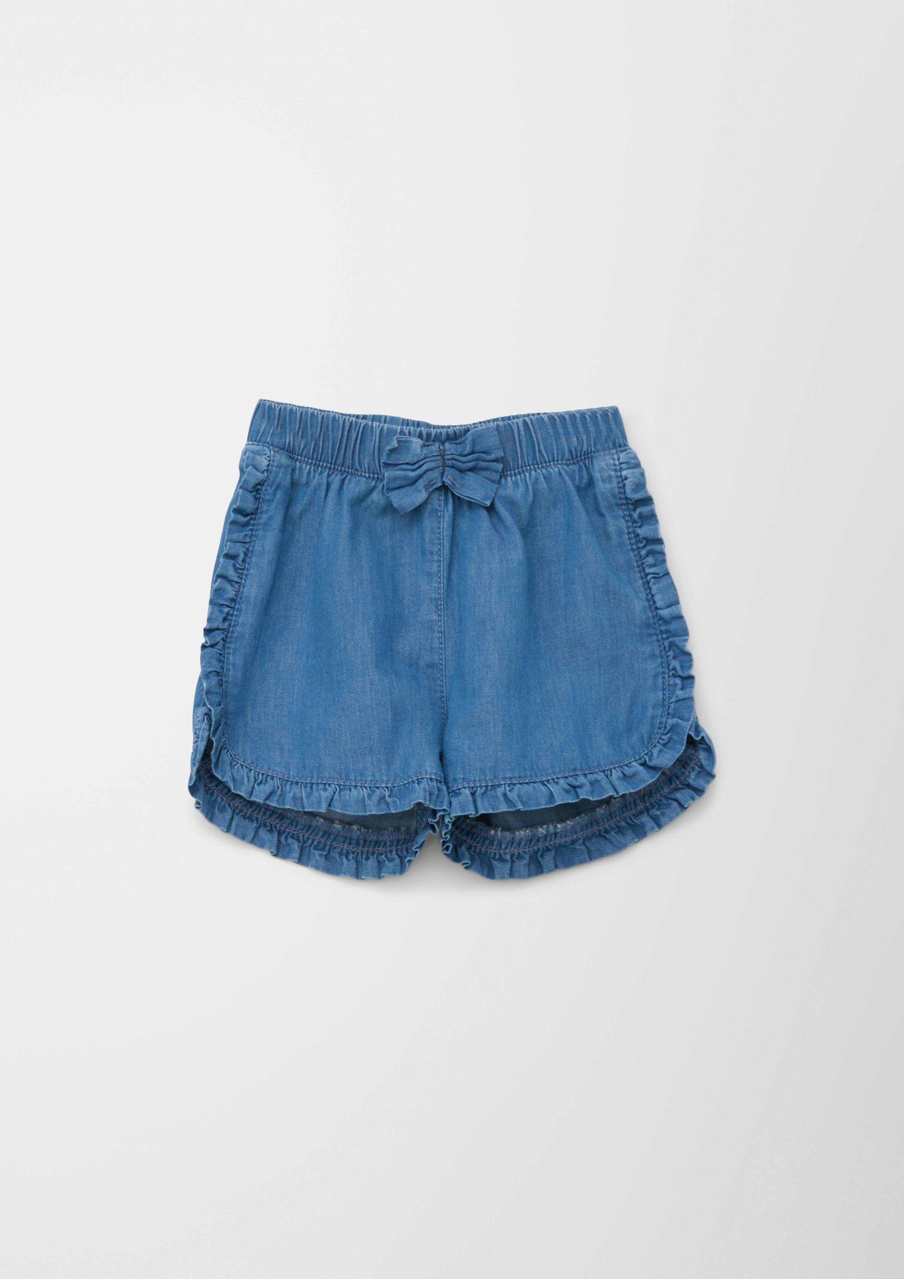 / Shorts / Jeans-Shorts Rise Schleife, Dye Garment High Rüschen, s.Oliver Stickerei, Regular Fit