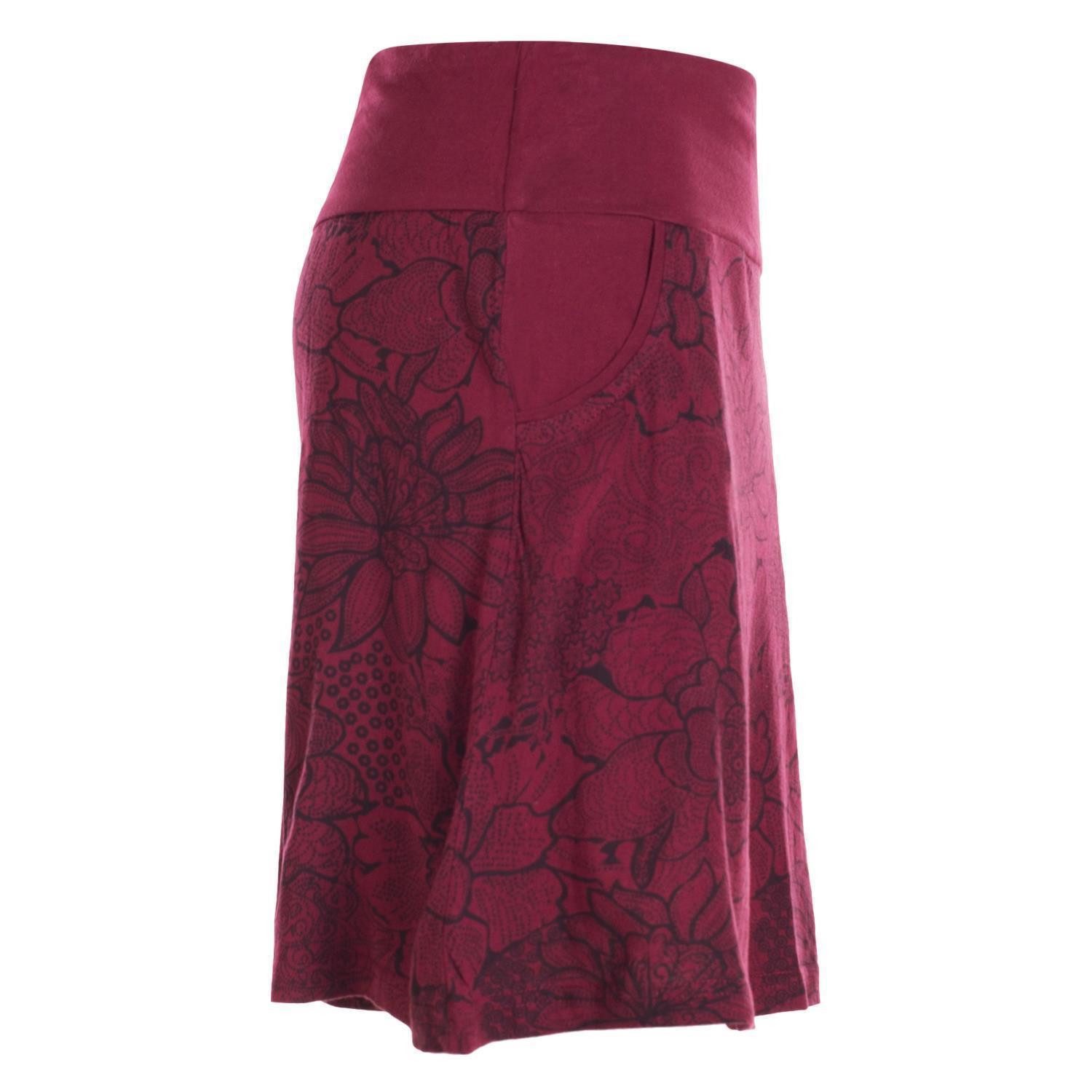 Vishes Minirock Kurzer Damen Baumwoll-Rock Mini-Rock mit Blumen-Spitze bedruckt Festival, Boho, Hippie Style