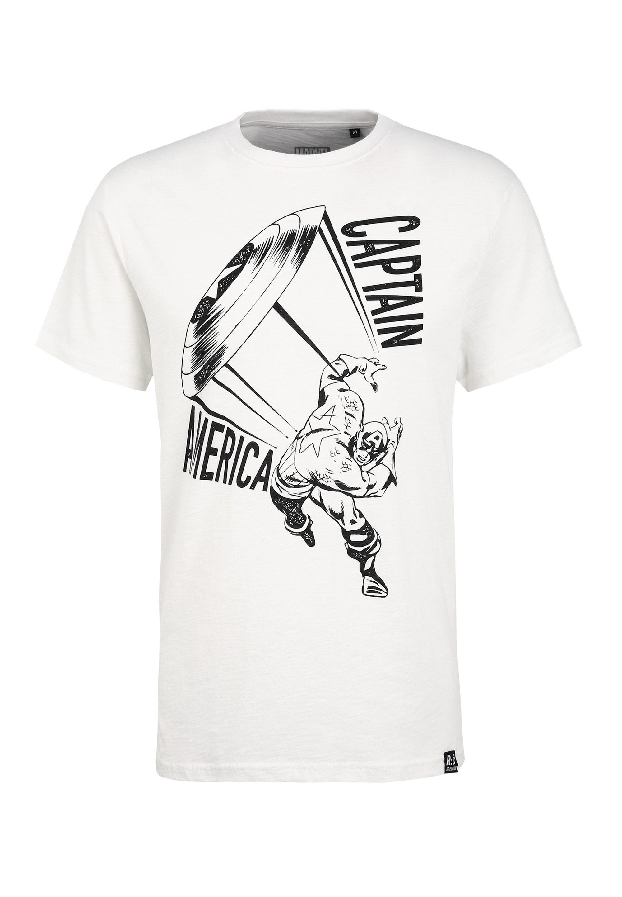 Recovered T-Shirt Marvel Captain America Shield Ecru Slub mit angesagtem Captain America-Print