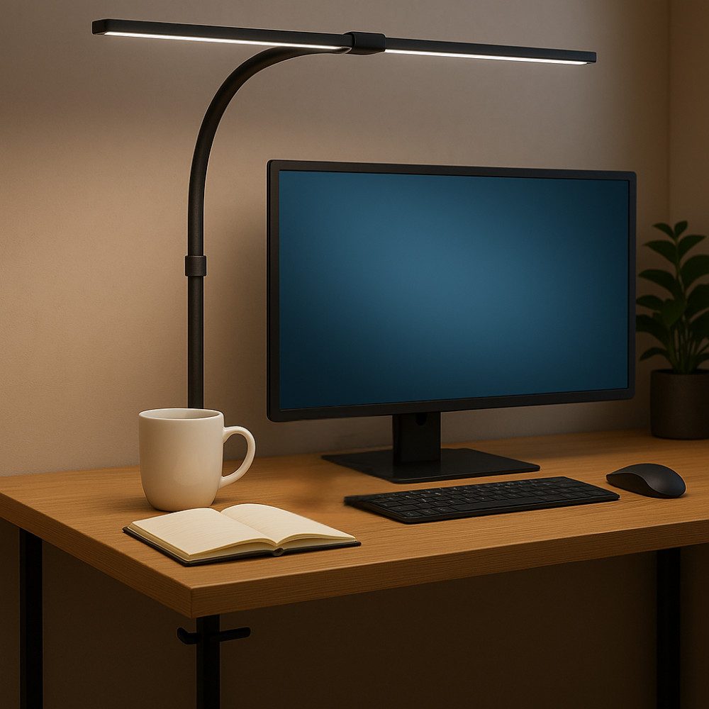 LUXULA LED Schreibtischlampe 80cm dimmbare Doppelkopf günstig online kaufen