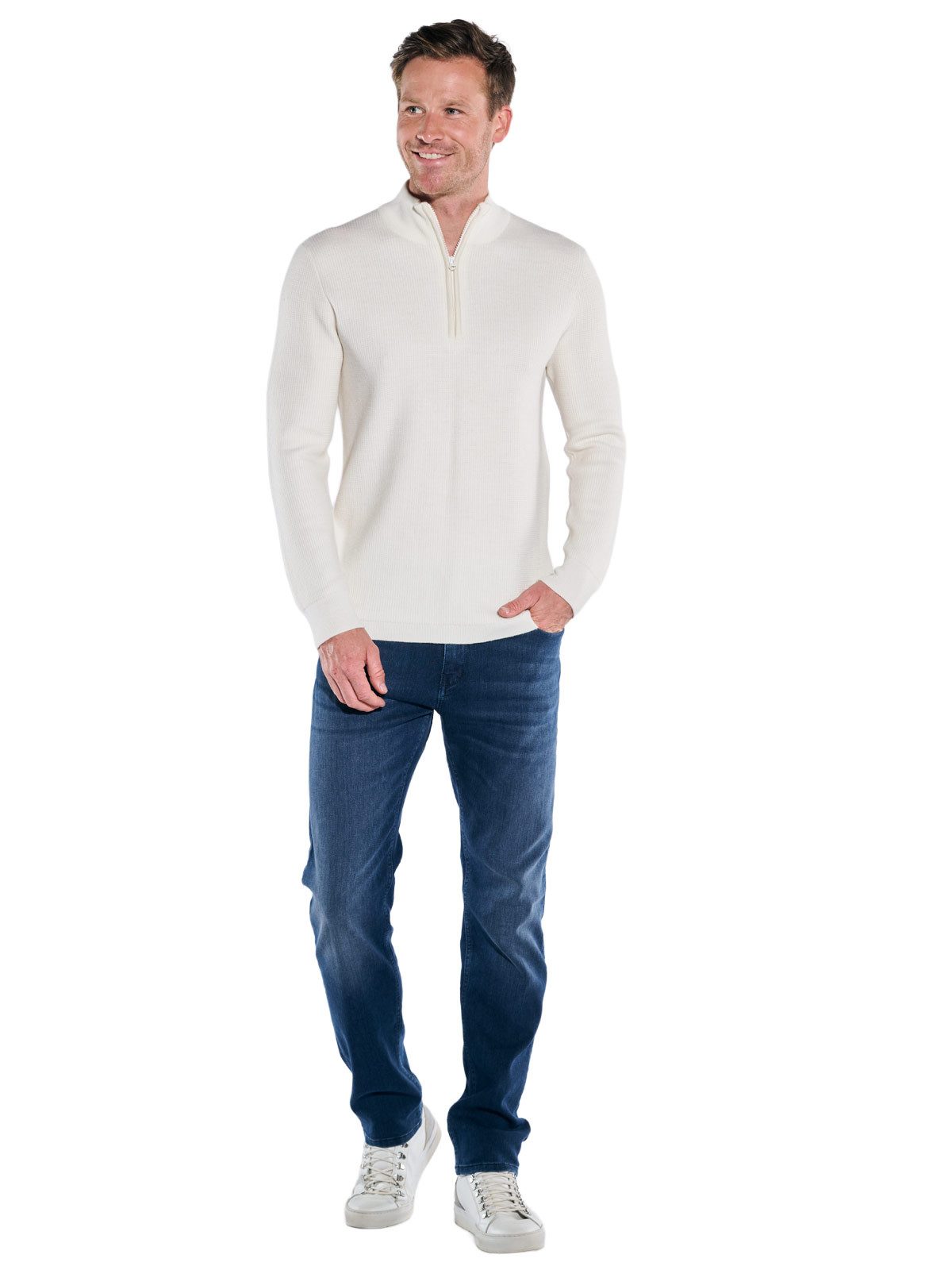 ENGBERS GERMANY Rollkragenpullover Herren Pullover mit Troyerkragen, Creme