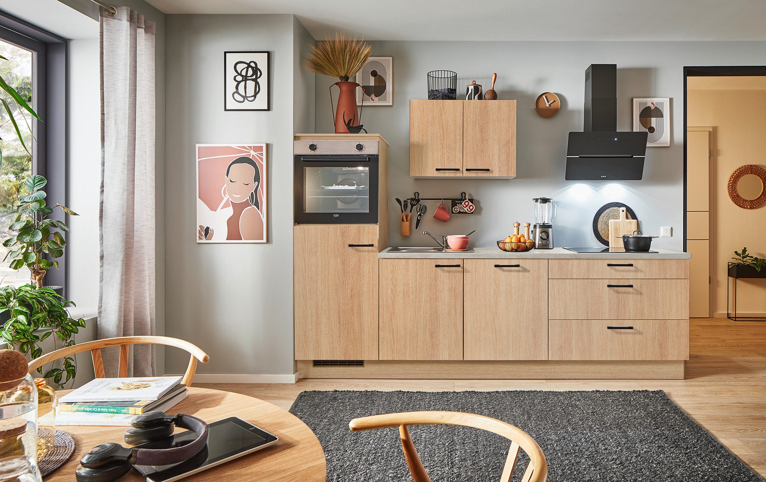 pino Küchenzeile Helsinki, individuell anpassbar, gratis Küchenplanung mit Profis, (Breite 270cm), vormontiert, wahlw. mit E-Geräten, Preis inkl. Lieferung