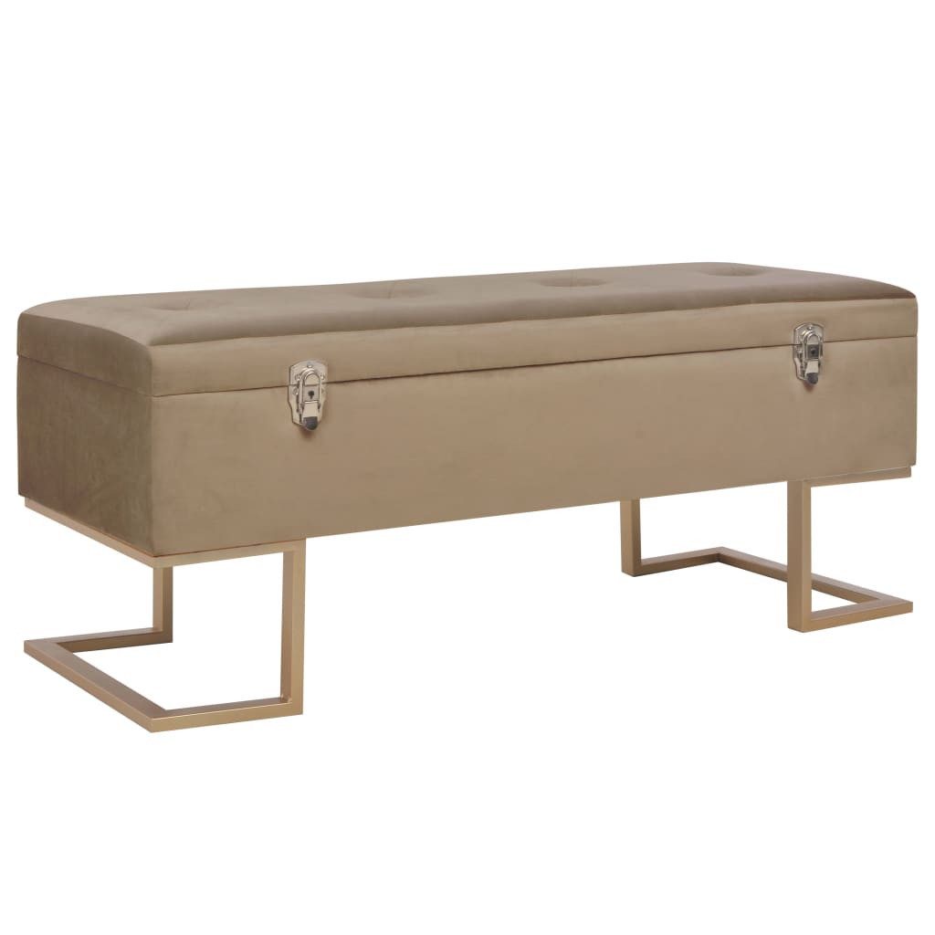 furnicato Truhenbank Samt-Bank 105 x 40 x 44 cm in Beige und Gold