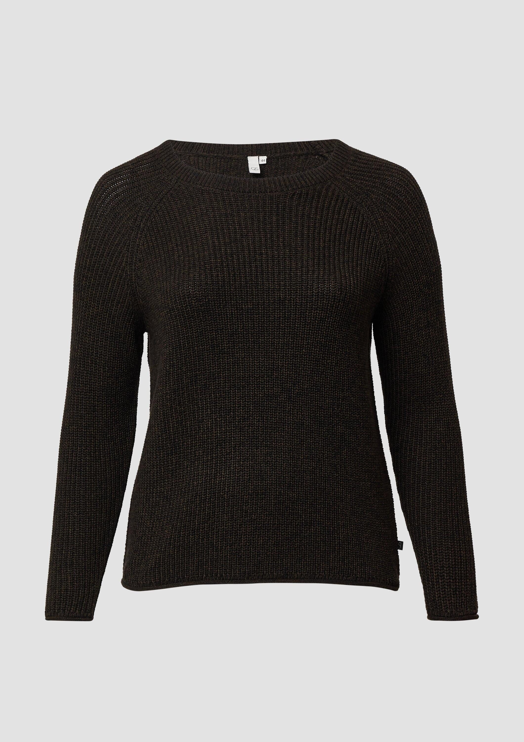 QS Longpullover Strickpullover Melierter Strickpullover