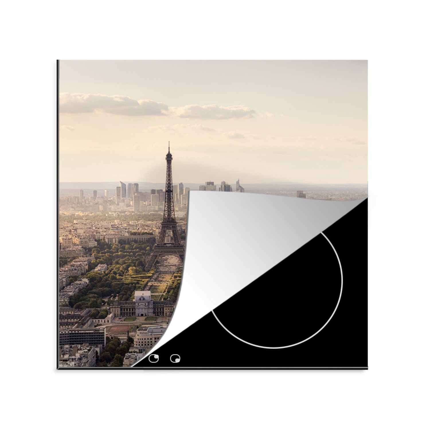 MuchoWow Herdblende-/Abdeckplatte Paris - Eiffelturm - Himmel, Vinyl, (1 tlg), 78x78 cm, Ceranfeldabdeckung, Arbeitsplatte für küche | Herdabdeckplatten