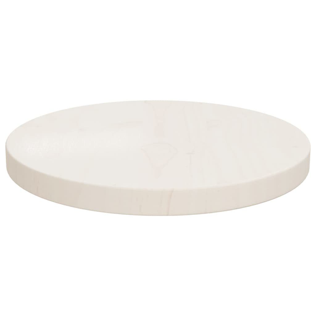 Tischplatte (1 Tischplatte Ø30x2,5 vidaXL Weiß St) cm Massivholz Kiefer