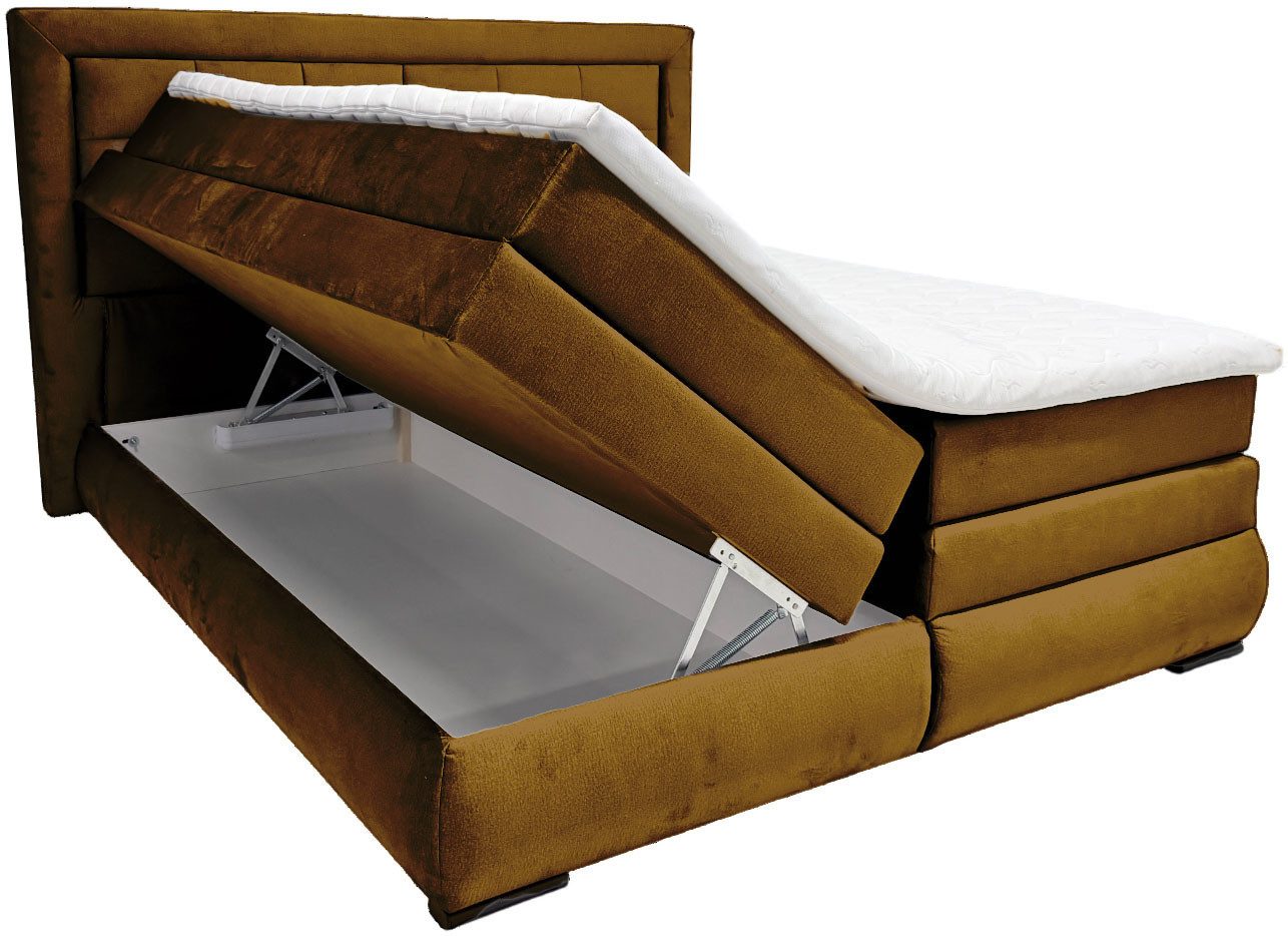 OTTO home Boxspringbett MIVVA in der Breite 180cm, inkl. Bettkasten & Topper, in H3, H4 oder Hmix H3/H4, wahlweise mit oder ohne LED-Leuchten