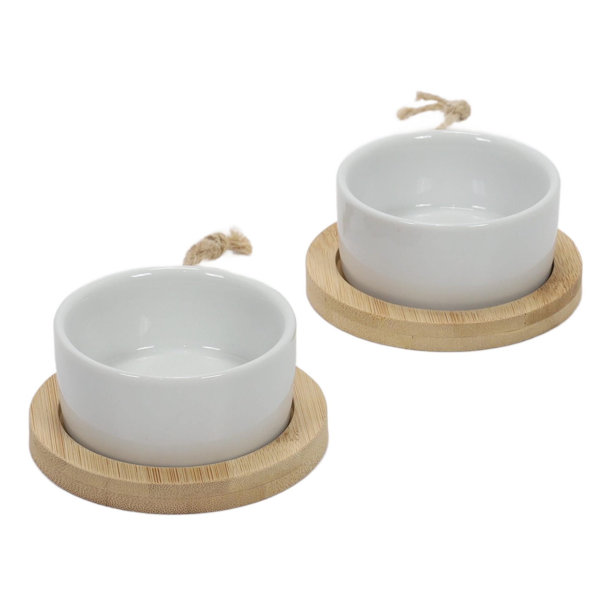 Excellent Houseware Snackschale Set für Snacks, Dressings und Vorspeisen - 2 runde Porzellanschalen, Keramik